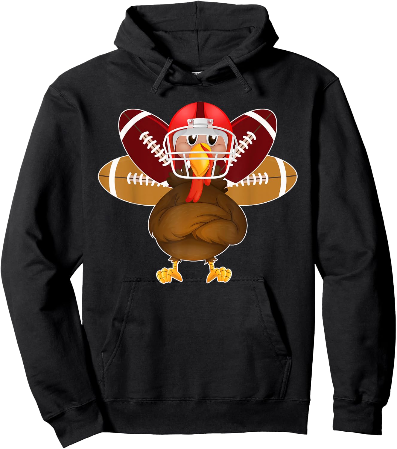 Thanksgiving Beer & Turkey Football Hoodie - Hoodie | Black