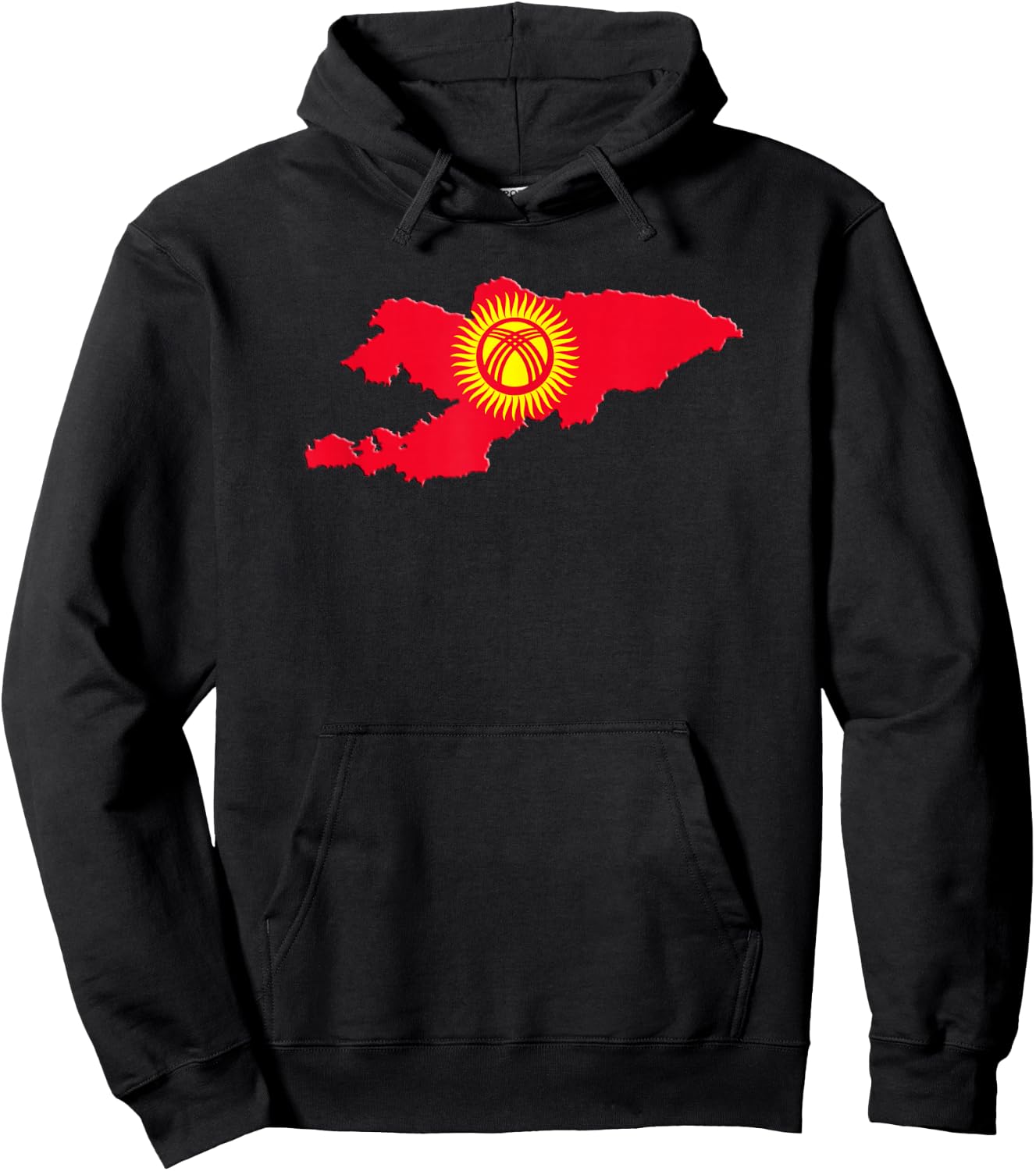 Kyrgyzstan Flag In Map Hoodie - Hoodie | Black