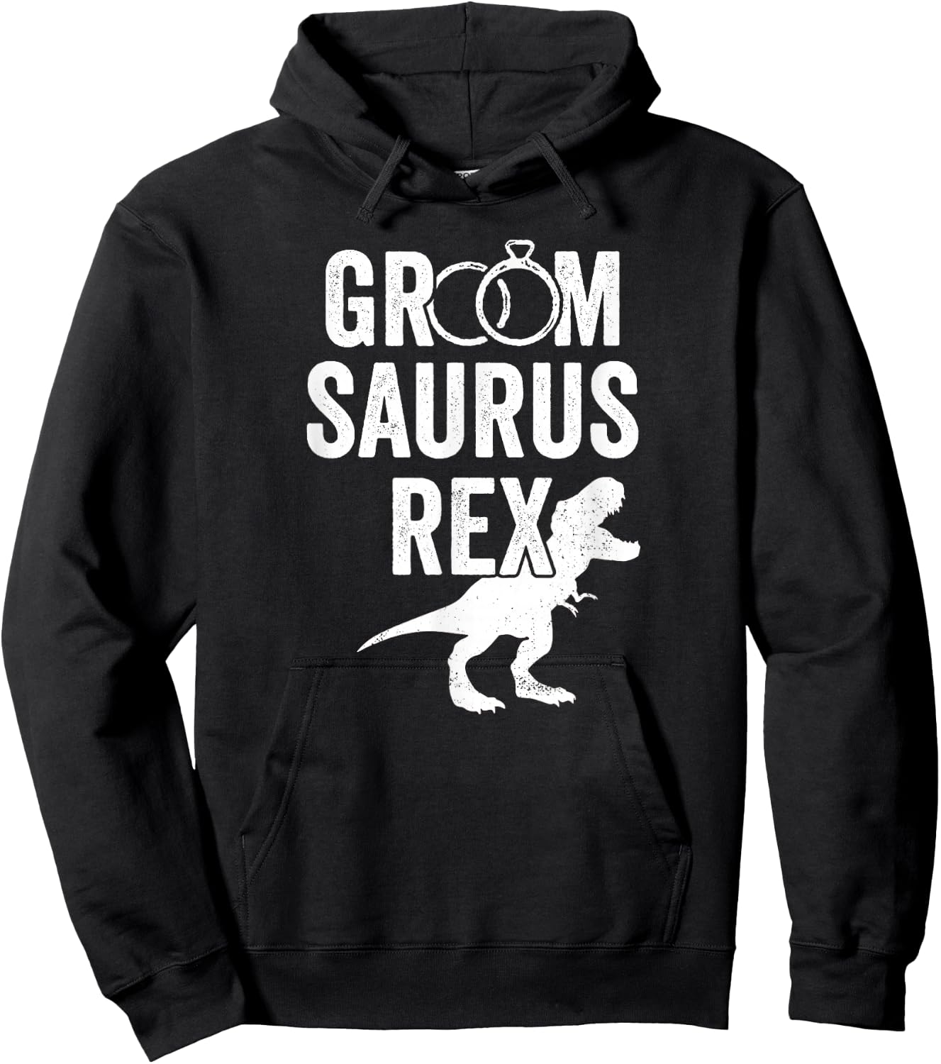 Groomsaurus Rex Funny Dinosaur Groom Wedding Gift Hoodie - Hoodie | Black