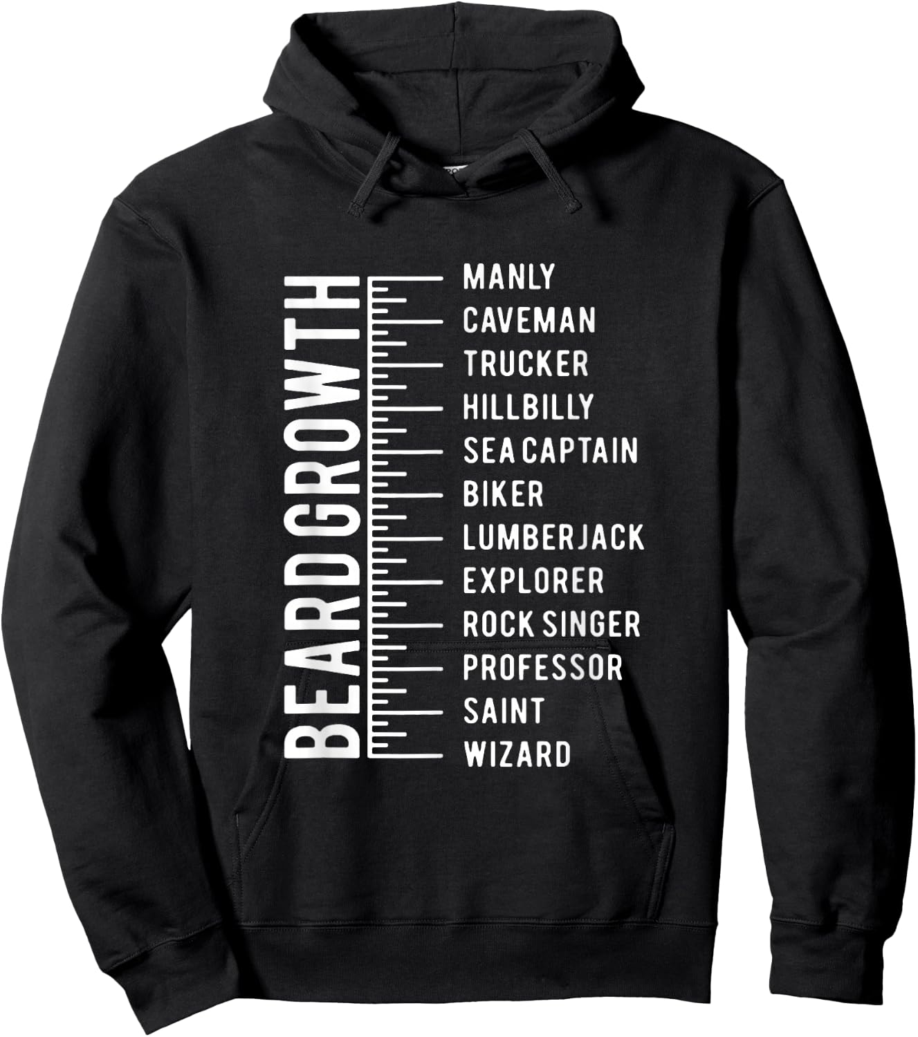 Men's Beard Growth Chart Measurement Bearded Man Hoodie - Hoodie | Black