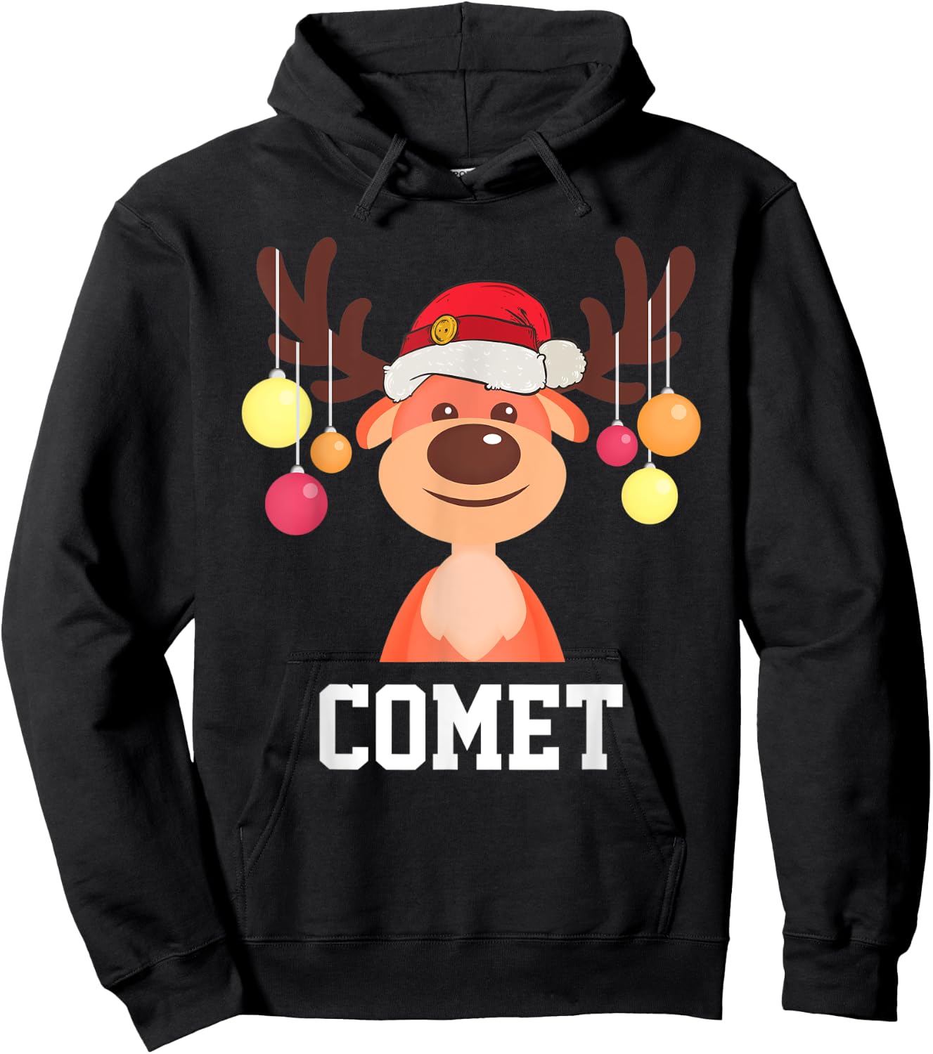 Funny Santa Reindeer Comet Christmas Group Costume Hoodie - Hoodie | Black