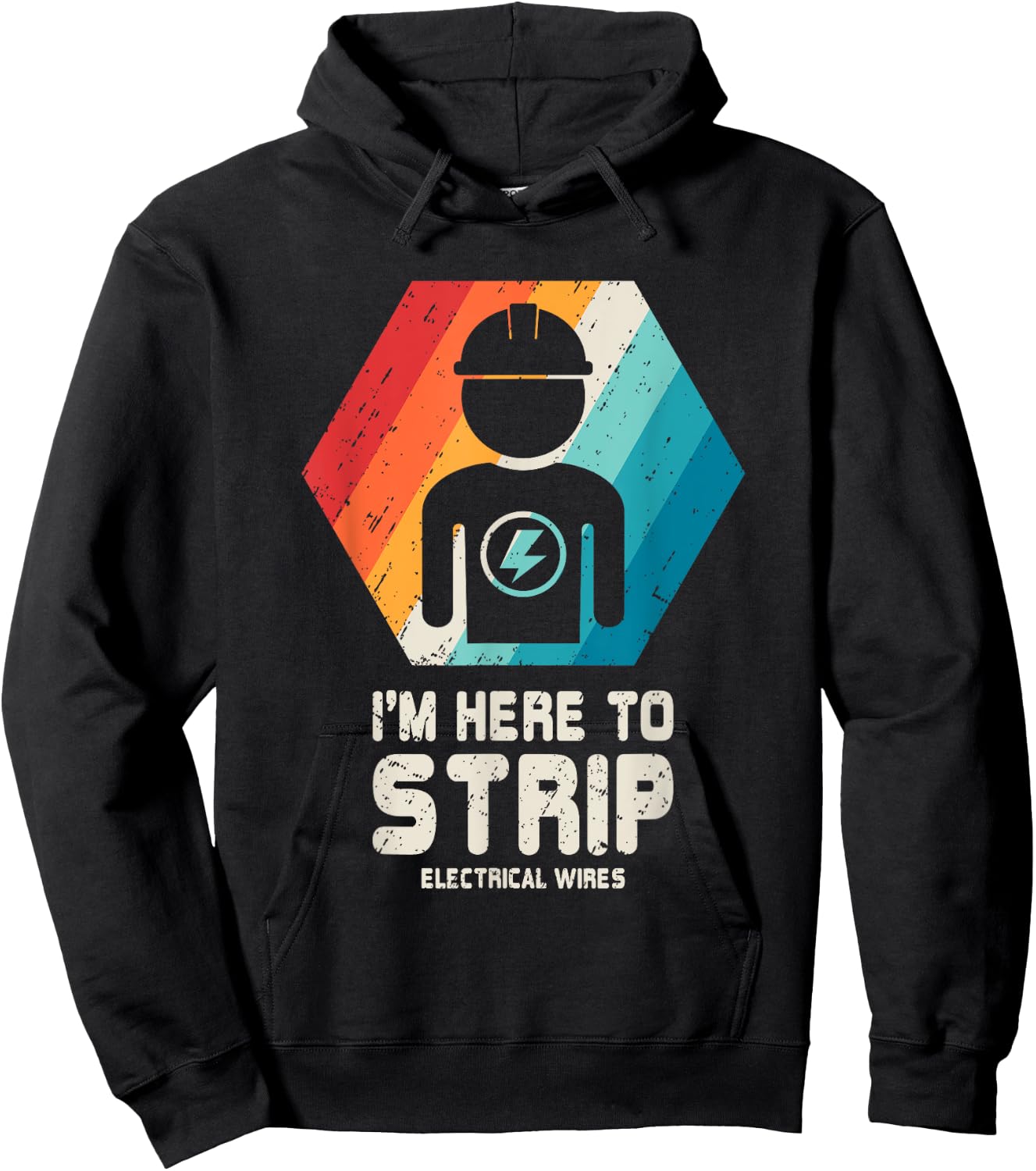 Electrician T Shirt Funny Retro Vintage Husband Dad Gift Hoodie - Hoodie | Black