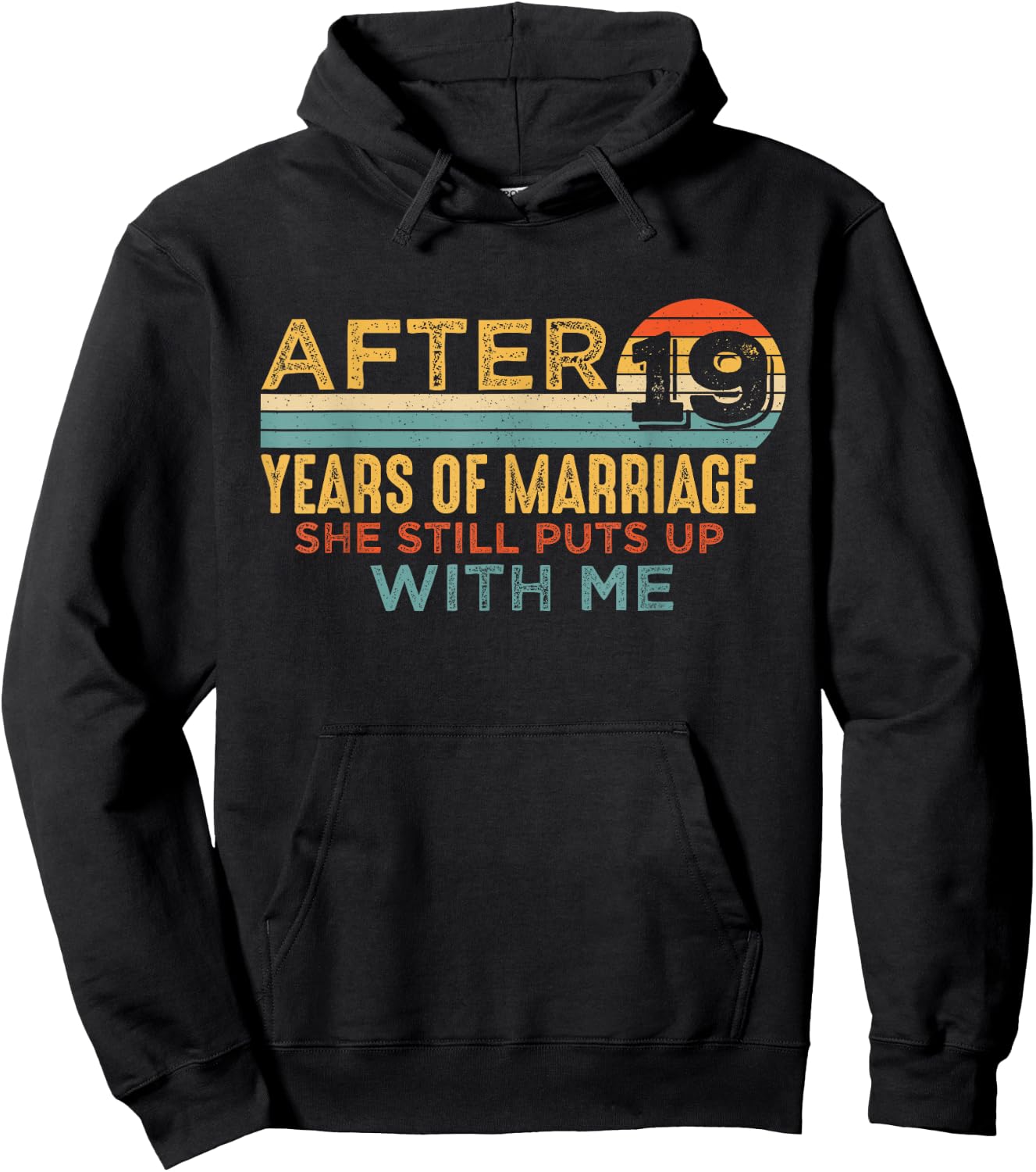 19th Wedding Anniversary Funny Husband 19 Years Marriage Hoodie - Hoodie | Black