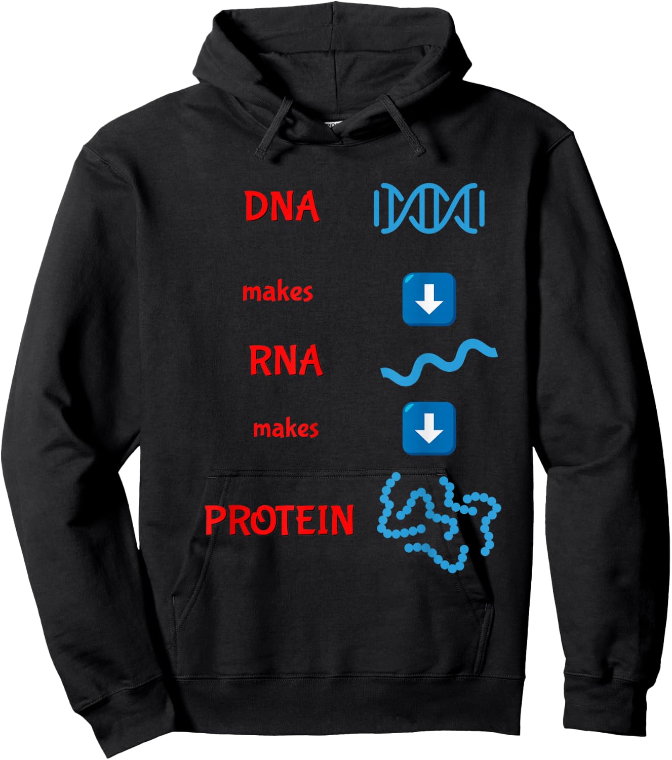 DNA Makes RNA Makes Protein Molecular Cell Biology T Shirt Hoodie - Hoodie | Black