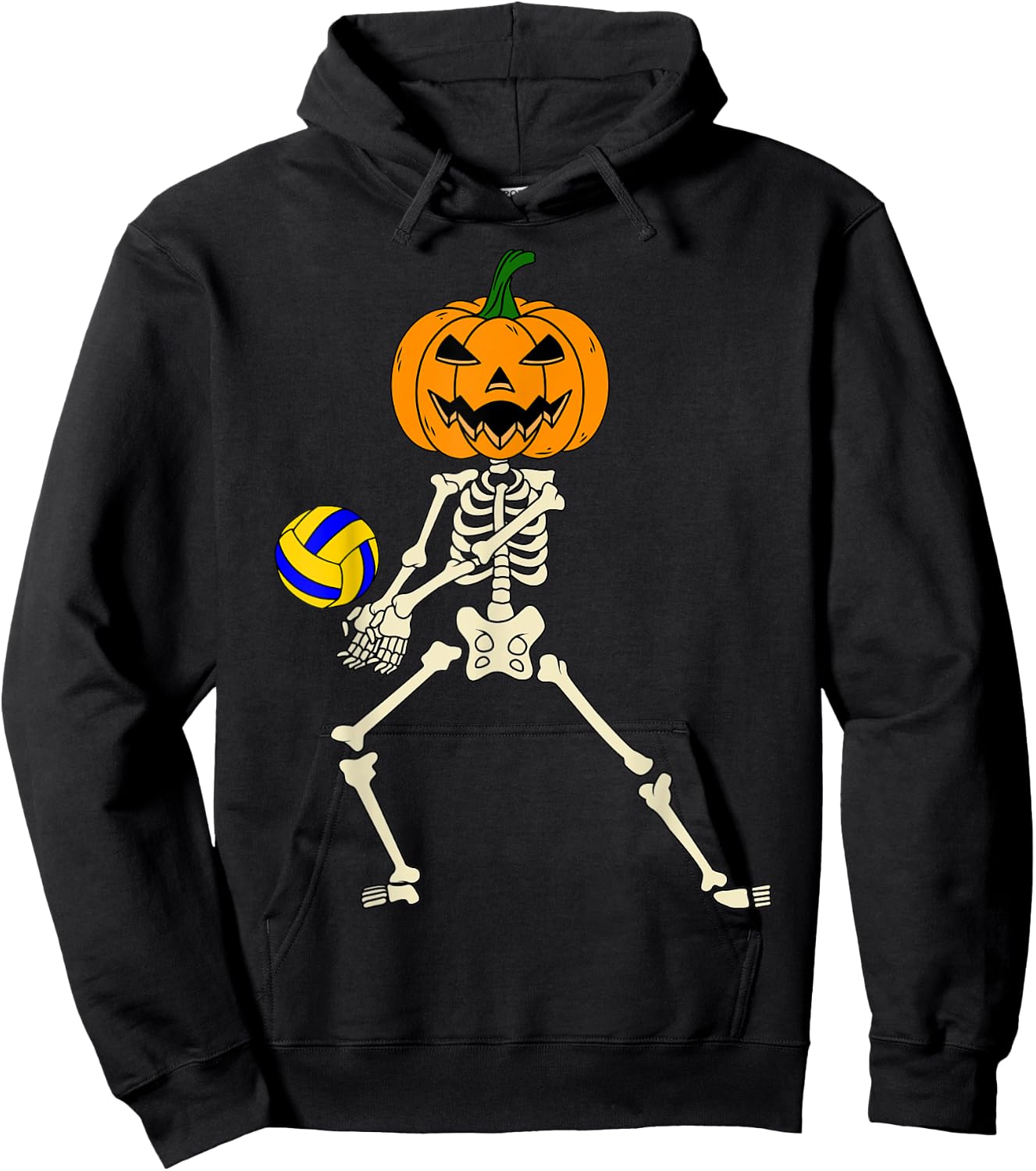 Halloween Volleyball Skeleton Player Retro Vintage Sport Hoodie - Hoodie | Black