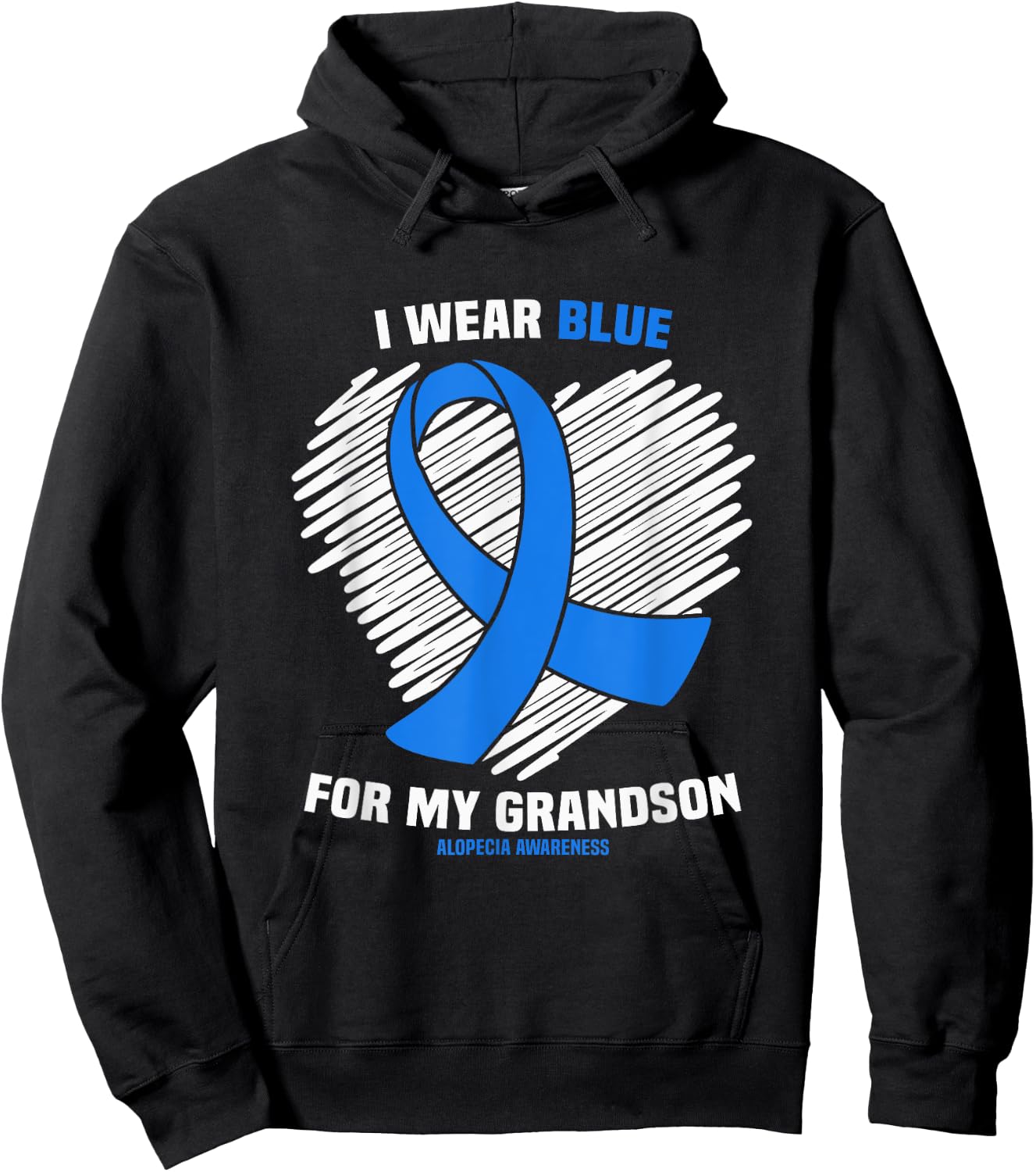 I Wear Blue For My Grandson Alopecia Awareness Hoodie - Hoodie | Black