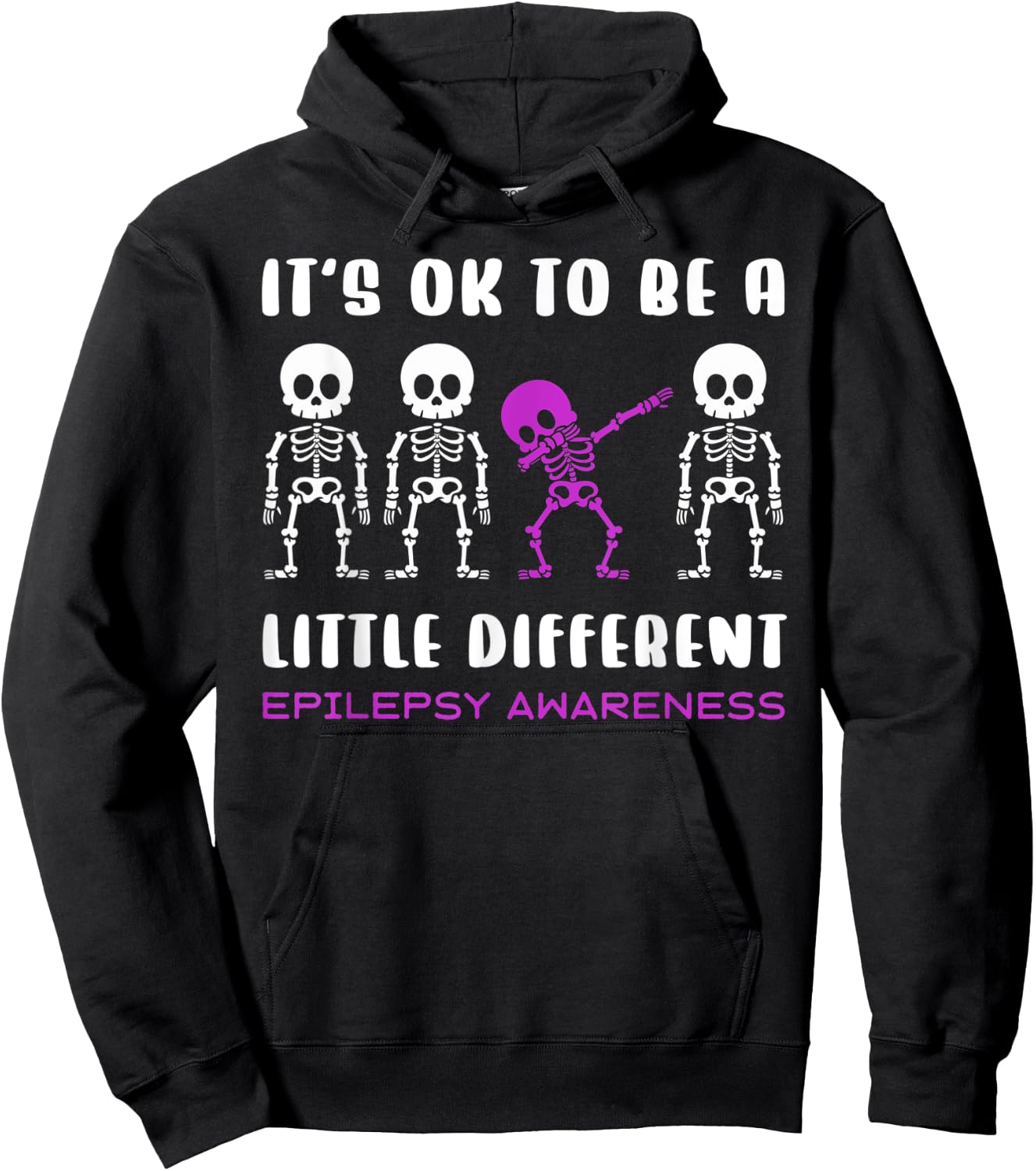 Epilepsy Purple Skeleton Awareness Halloween Holiday Hoodie - Hoodie | Black