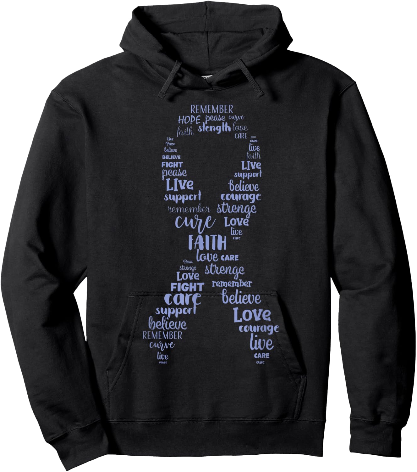 Esophageal Cancer Awareness Purple Periwinkle Ribbon Hoodie - Hoodie | Black