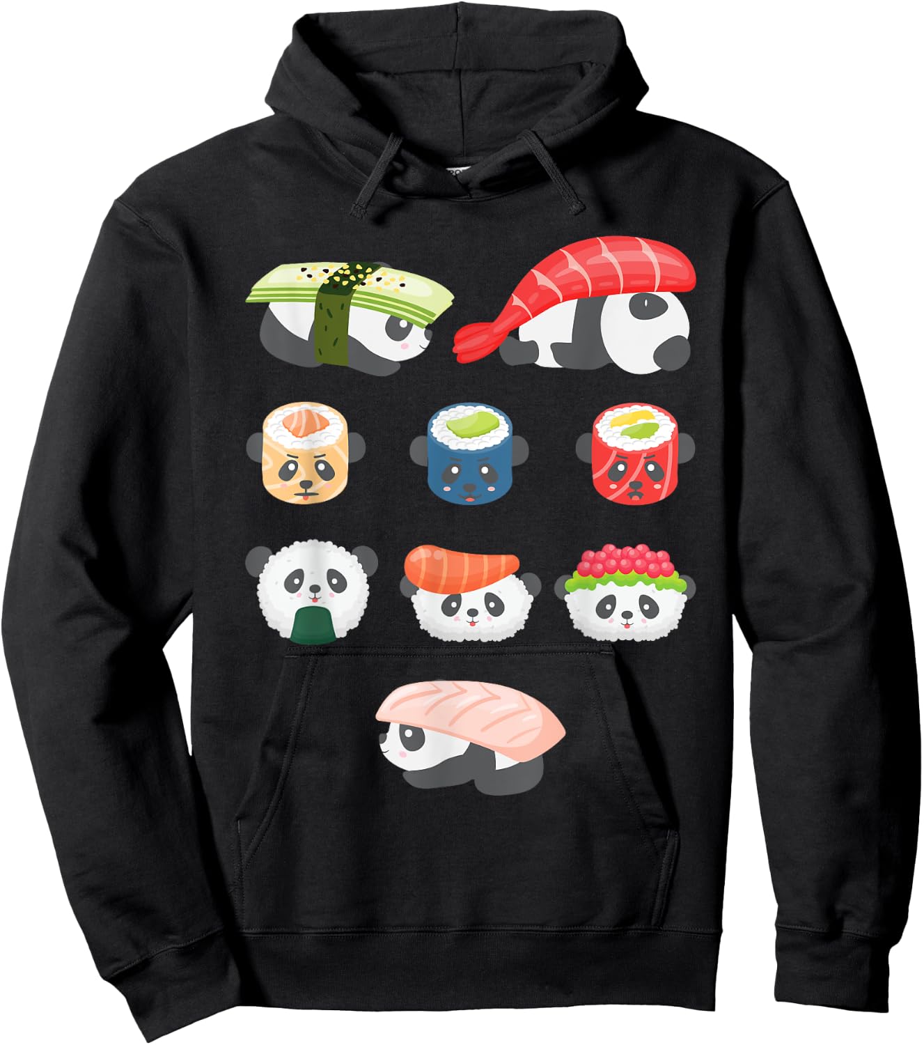 Cute Kawaii Panda Hug Sushi Lover Hoodie - Hoodie | Black