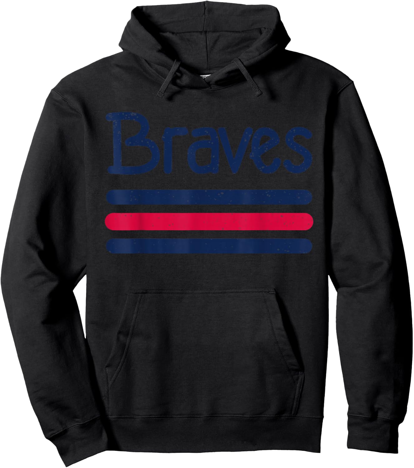Vintage Braves Retro Three Stripe Weathered Shirt Hoodie - Hoodie | Black
