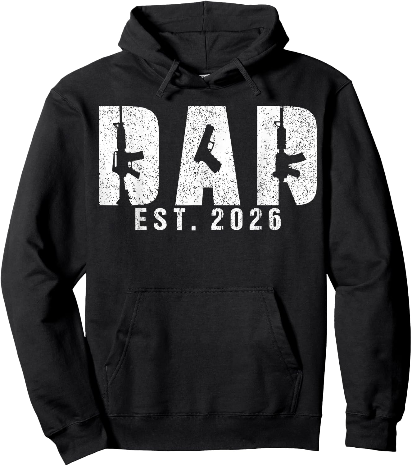 Dad Est 2026 Gun Lover Dad to Be New Baby Daddy Father's Day Hoodie - Hoodie | Black