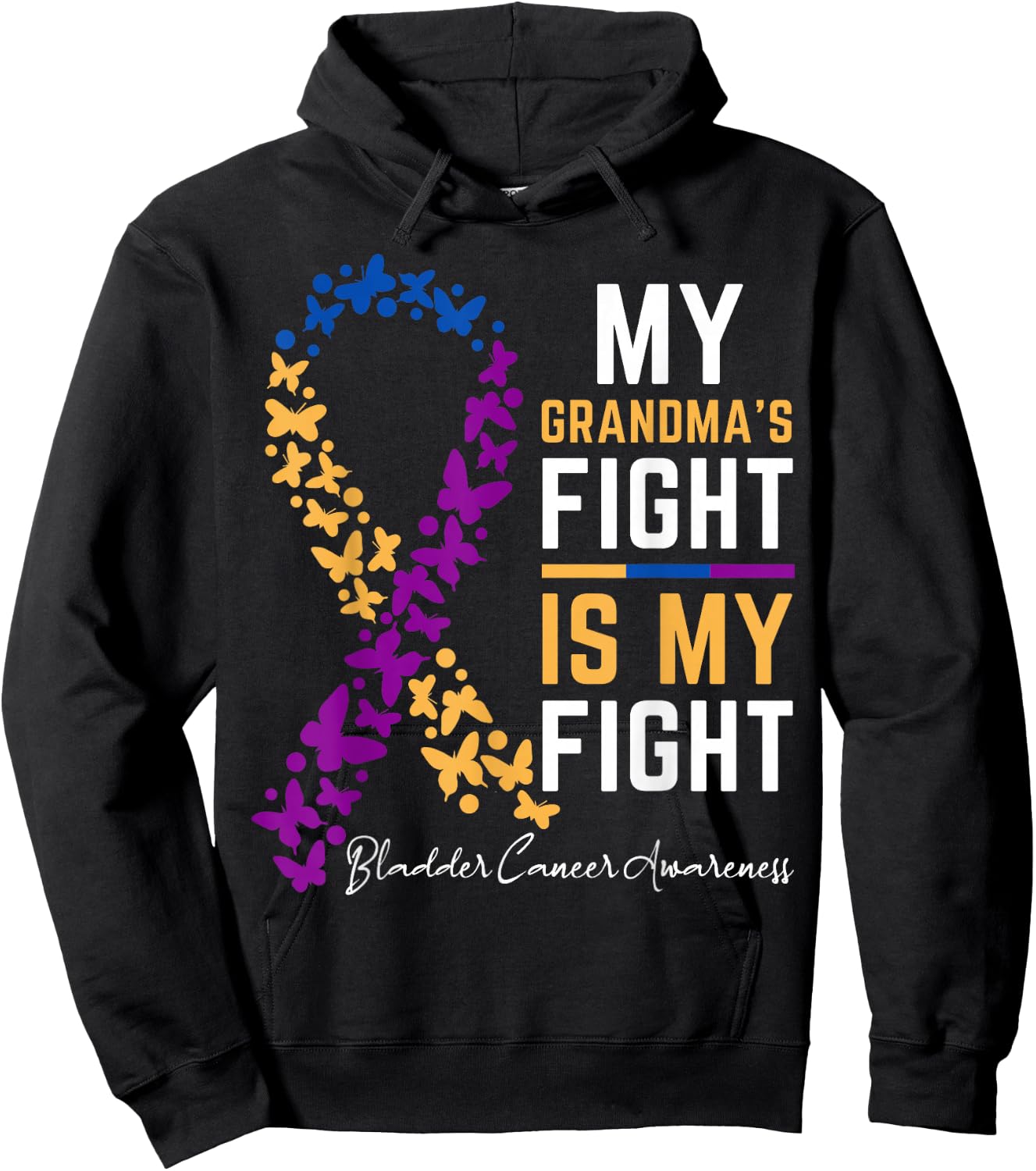 My GrandMa's Fight is My Fight Cute Bladder cancer awareness Hoodie - Hoodie | Black