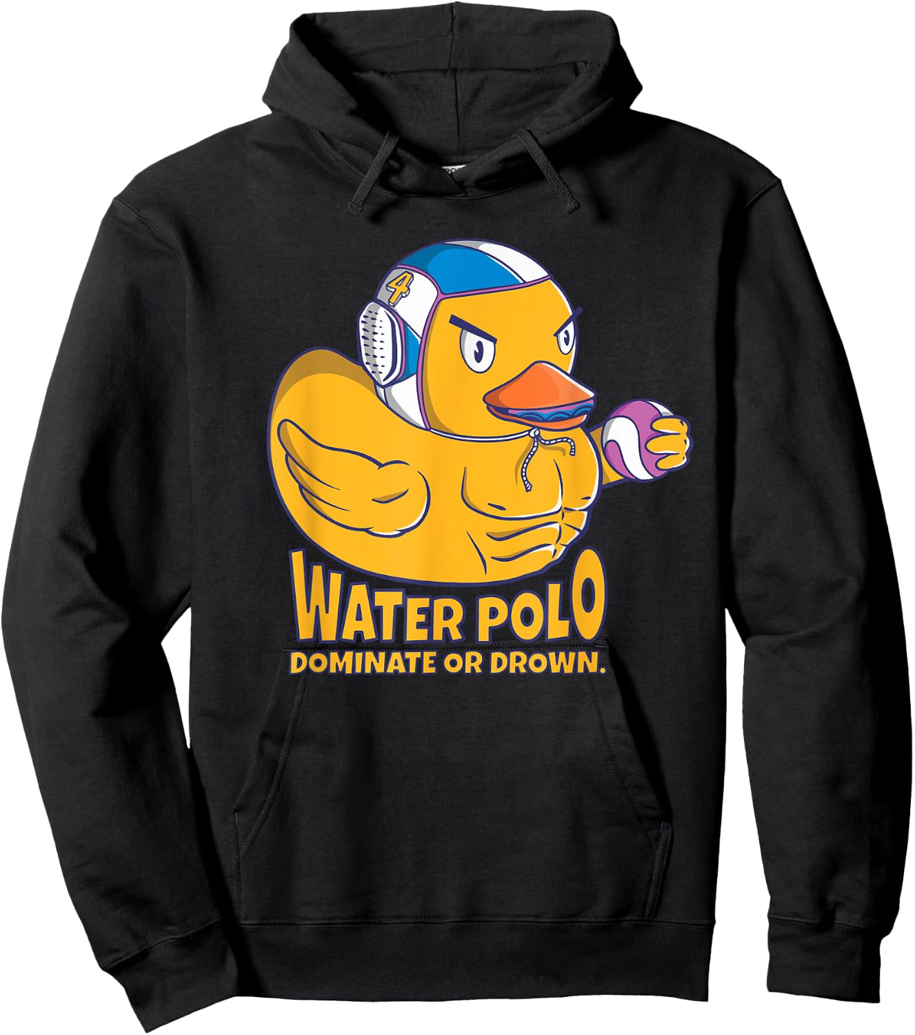 Water Polo Rubber Duck Dominate or Drown on Funny Water Polo Small Hoodie - Hoodie | Black
