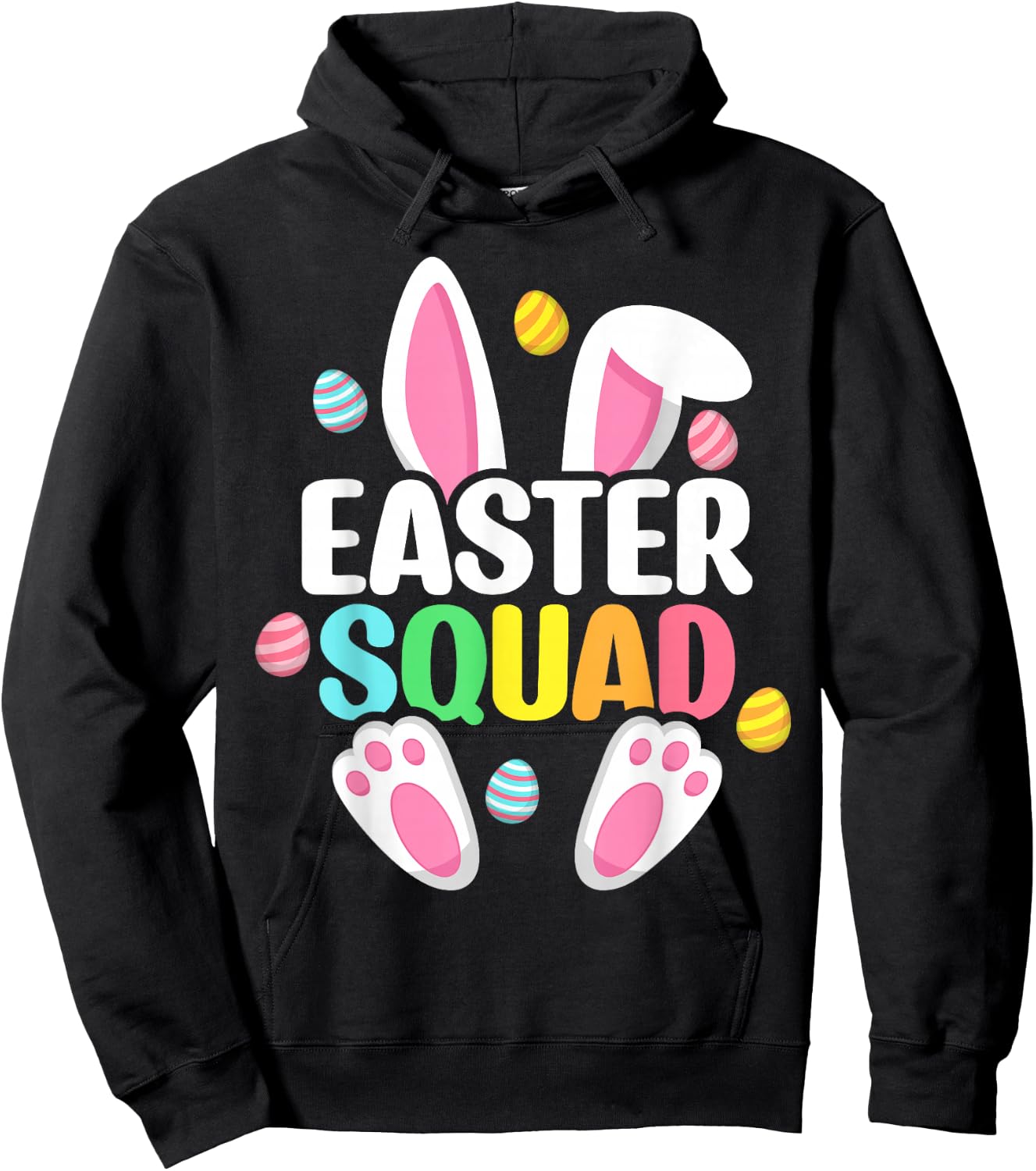 Easter Squad Family Matching Easter Day Bunny Egg Hunt Group Hoodie - Hoodie | Black