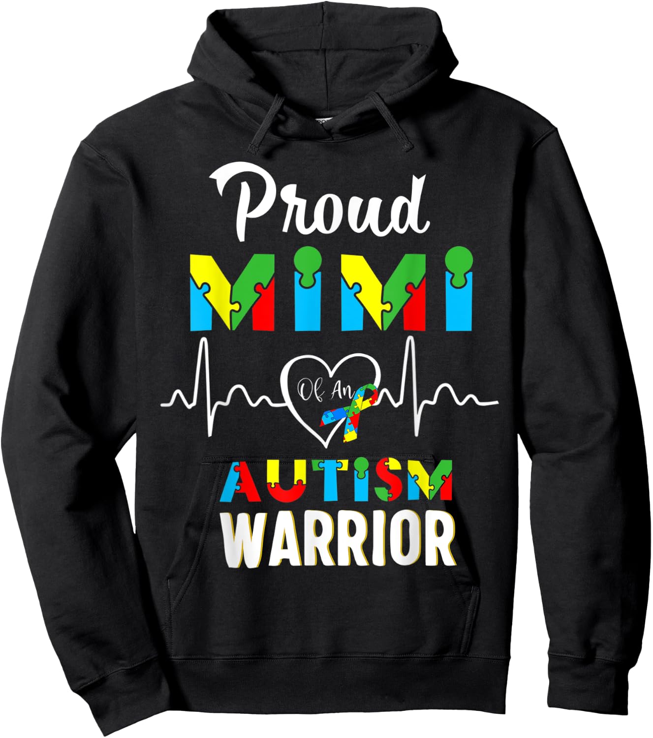 proud autism Mimi Autism awareness warrior matching family Hoodie - Hoodie | Black