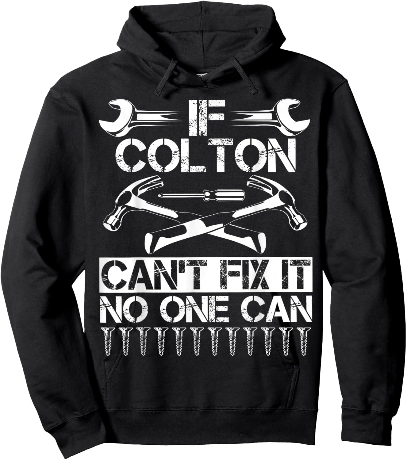 COLTON Fix It Funny Birthday Personalized Name Dad Gift Hoodie - Hoodie | Black