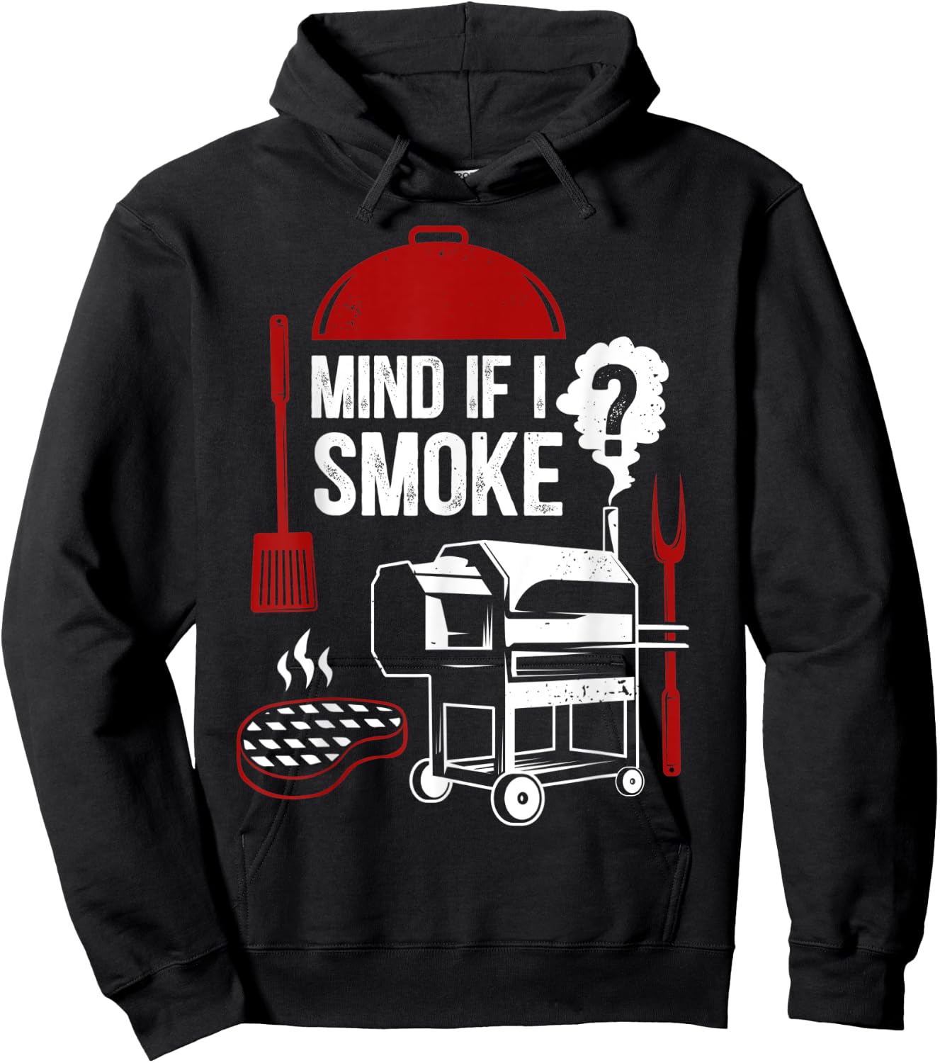 Mind If I Smoke Funny Meat Smoker Grilling BBQ Chef Barbecue Hoodie - Hoodie | Black
