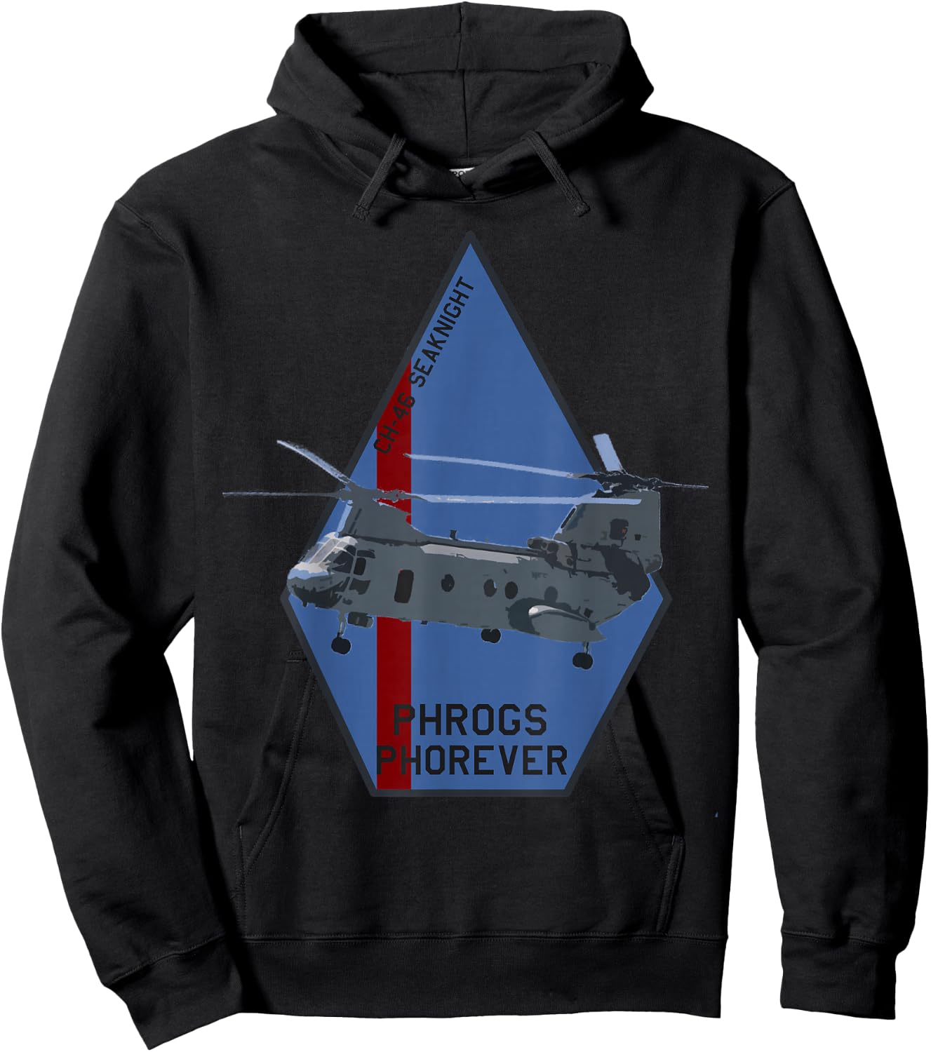 CH-46 Seaknight "Phrogs Phorever" Military Helicopter Hoodie - Hoodie | Black