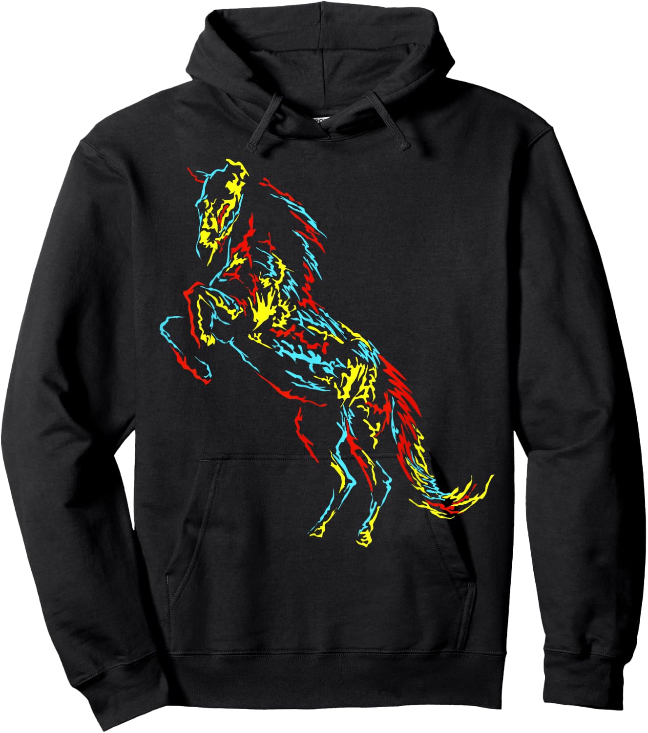 Colourful Abstract Art | Riding Funny Horses Hoodie - Hoodie | Black