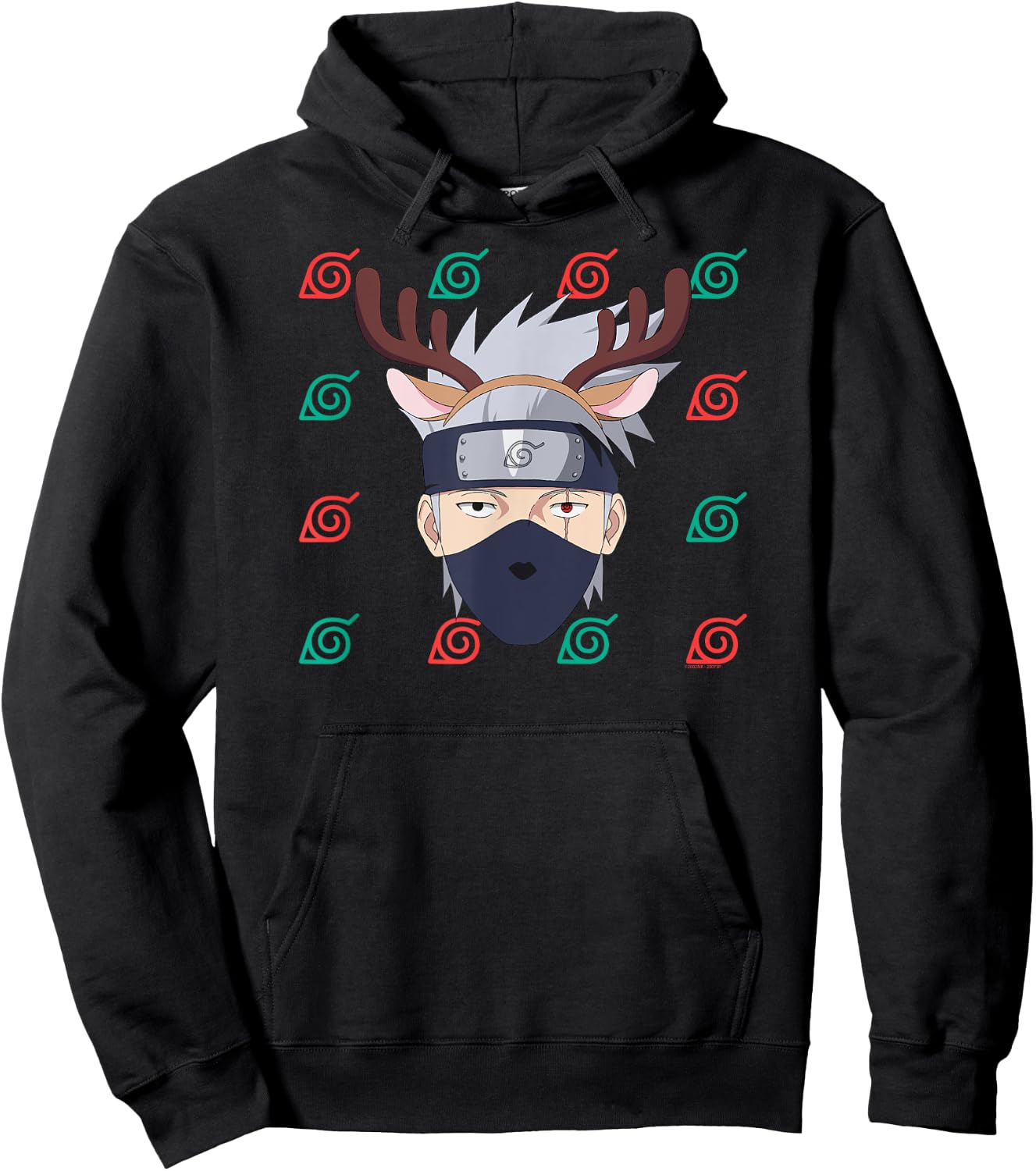 Naruto Shippuden Kakashi Christmas Reindeer Anime Hoodie - Hoodie | Black