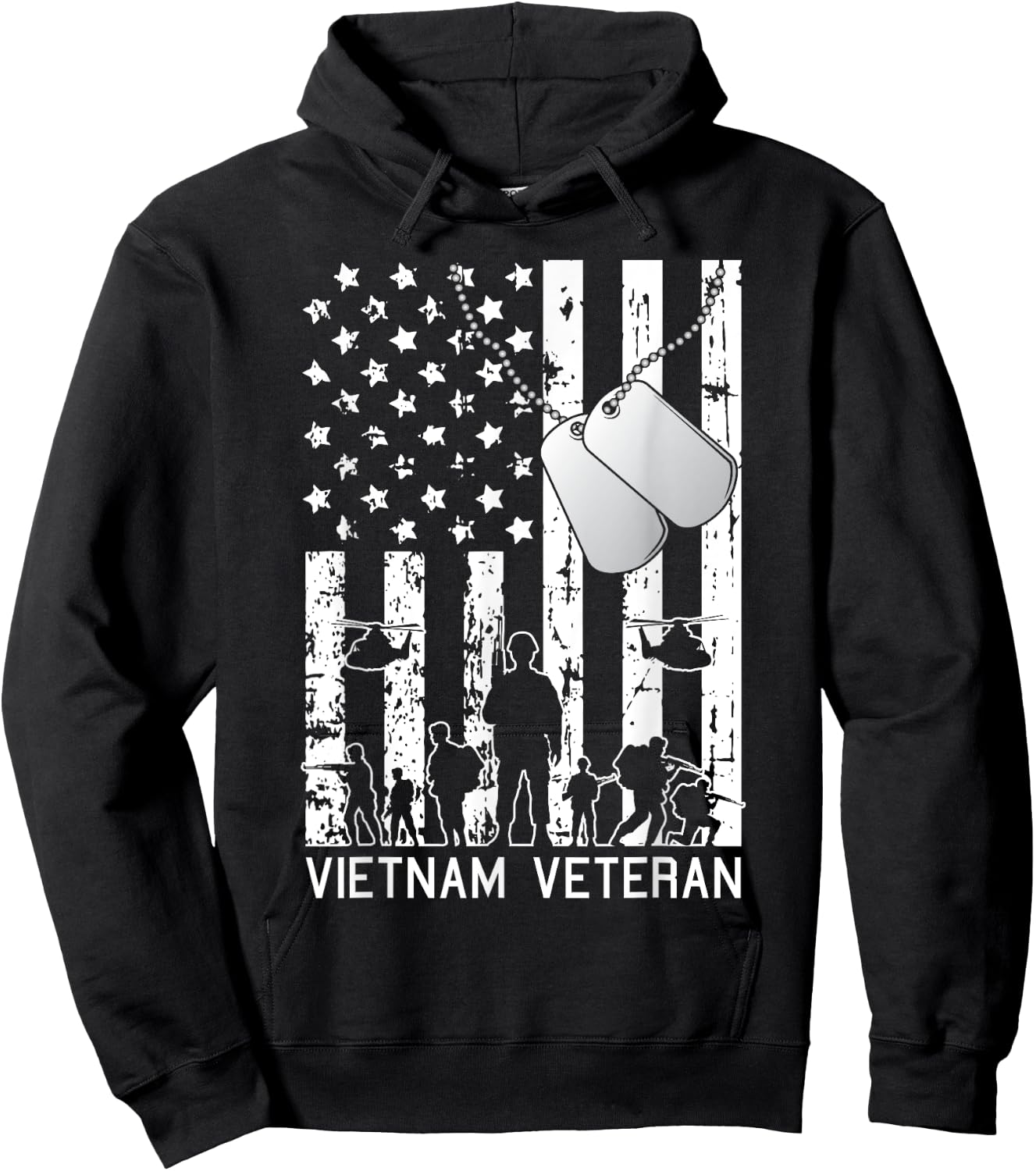 Vietnam Veteran Cool American Flag Military Army Soldier Women Kids Men Hoodie - Hoodie | Black