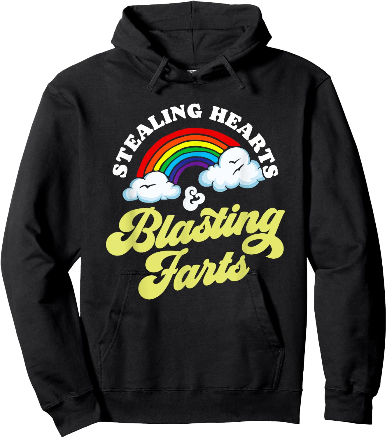 Stealing Hearts & Blasting Farts Funny Rainbow Valentines Hoodie - Hoodie | Black