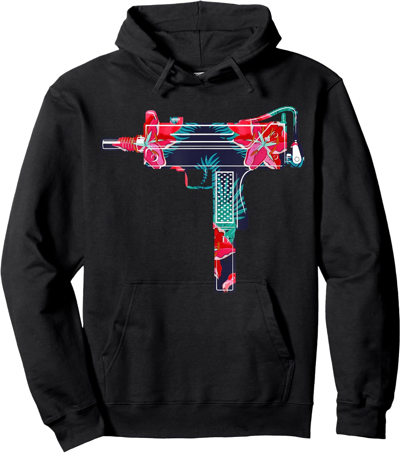 Tropical Gun Lover Firearm Beach Hawaiian Aloha Gun Hawaiian Hoodie - Hoodie | Black