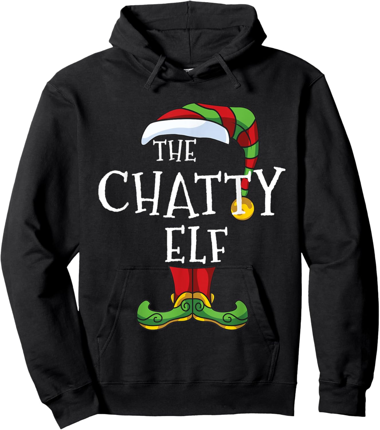 Chatty Elf Talkative Family Matching Christmas Group Funny Hoodie - Hoodie | Black