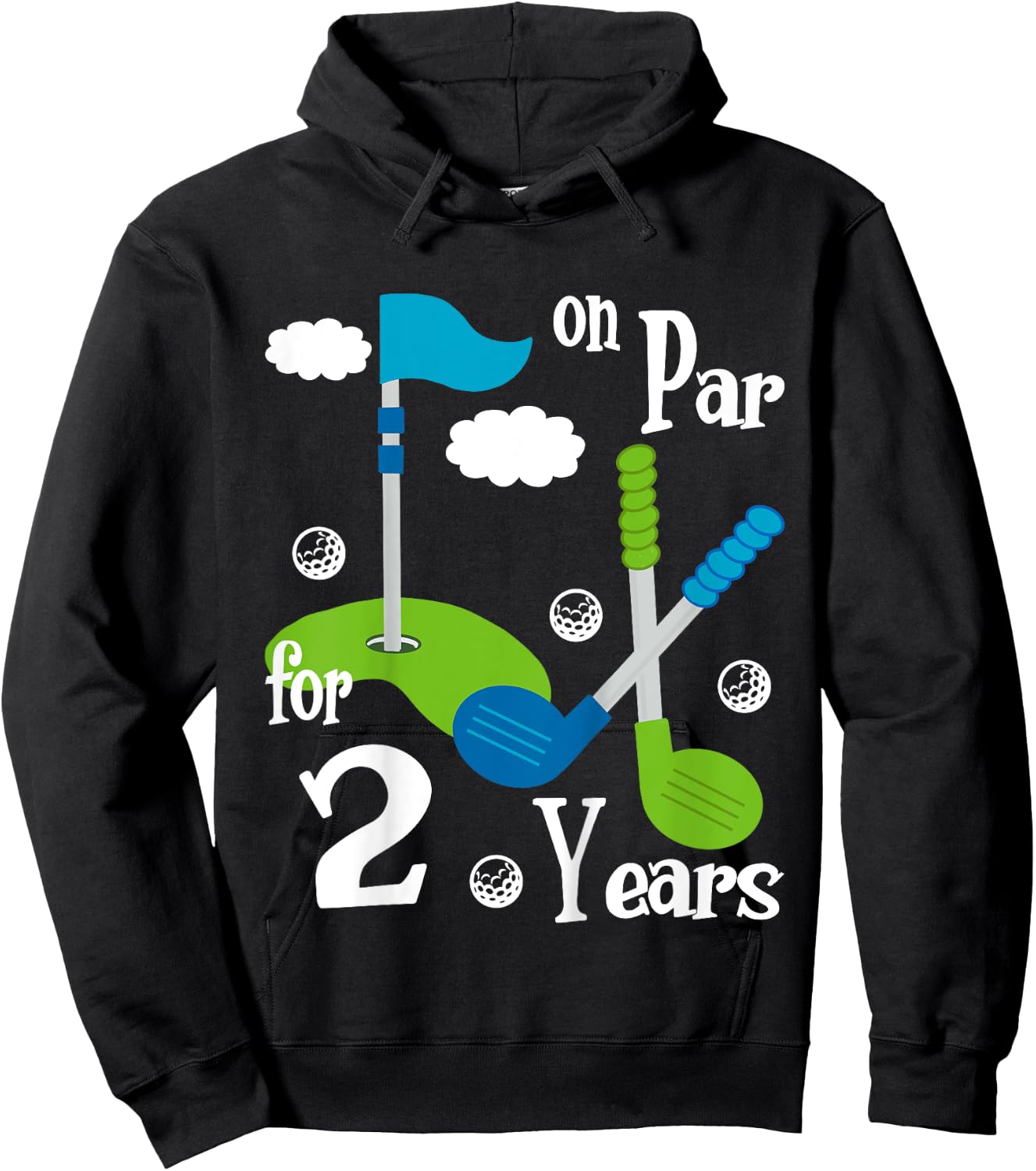 2 Year Old Golf Birthday Party Shirt Gift Boy Girl Hoodie - Hoodie | Black