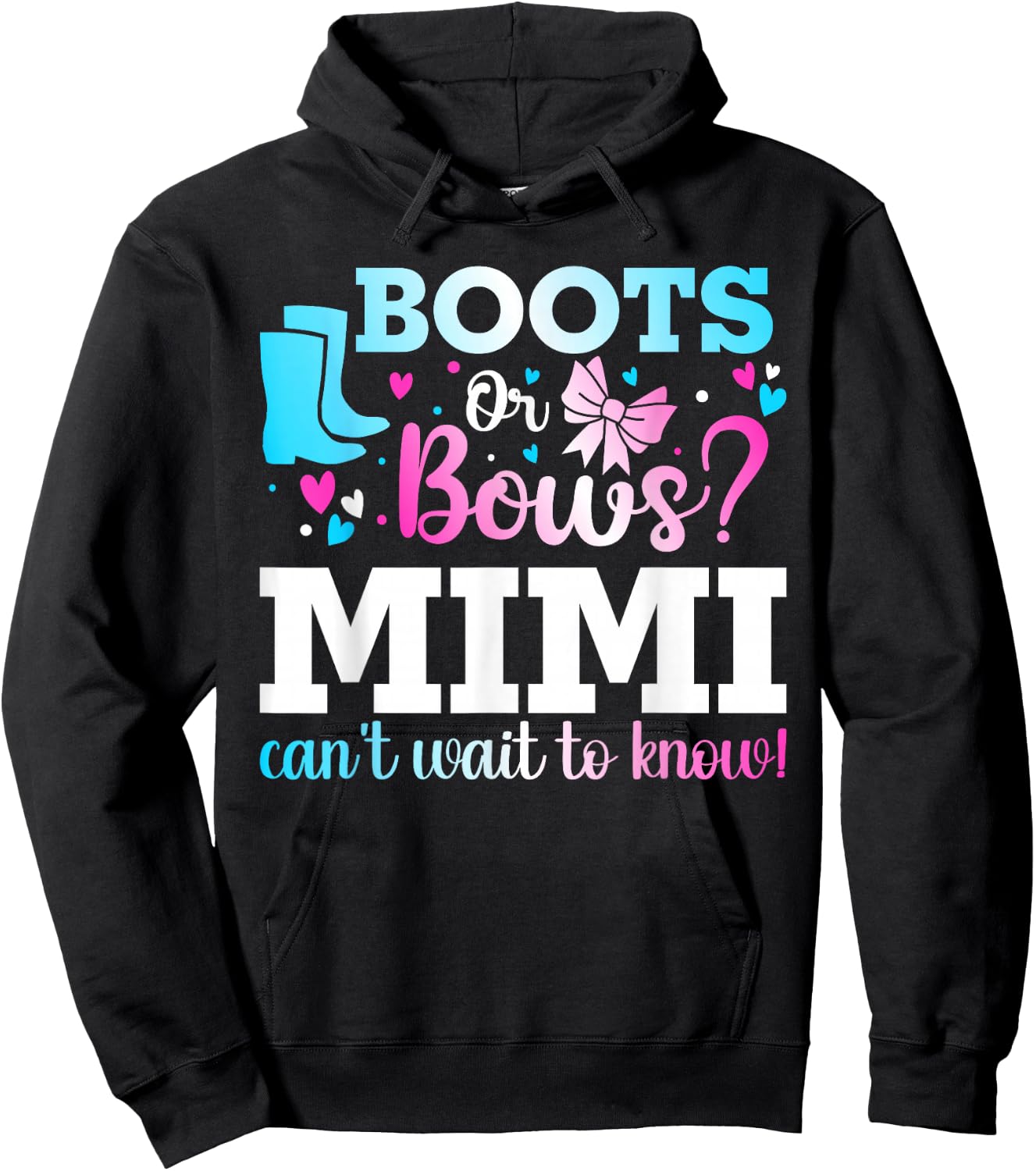 Boots or Bows Mimi Gender Reveal Baby Shower Announcement Hoodie - Hoodie | Black