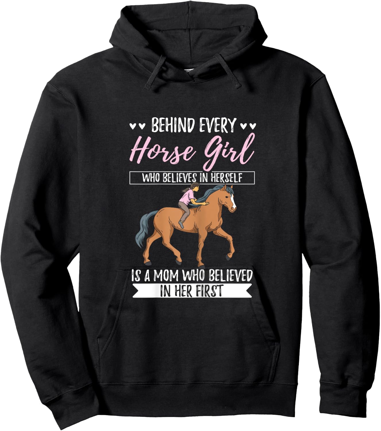 Proud Mama, Daughter at Equestrian Horses Hobby Hoodie - Hoodie | Black