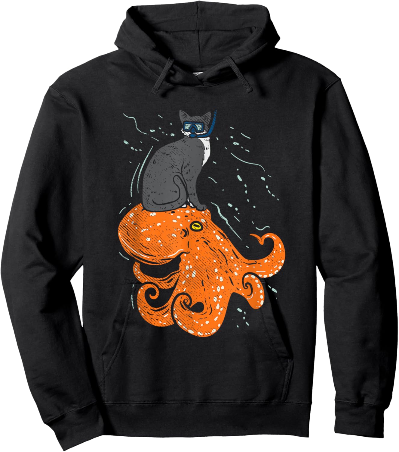 Funny Scuba Diving Gift, Funny Diving Cat Men Women Hoodie - Hoodie | Black
