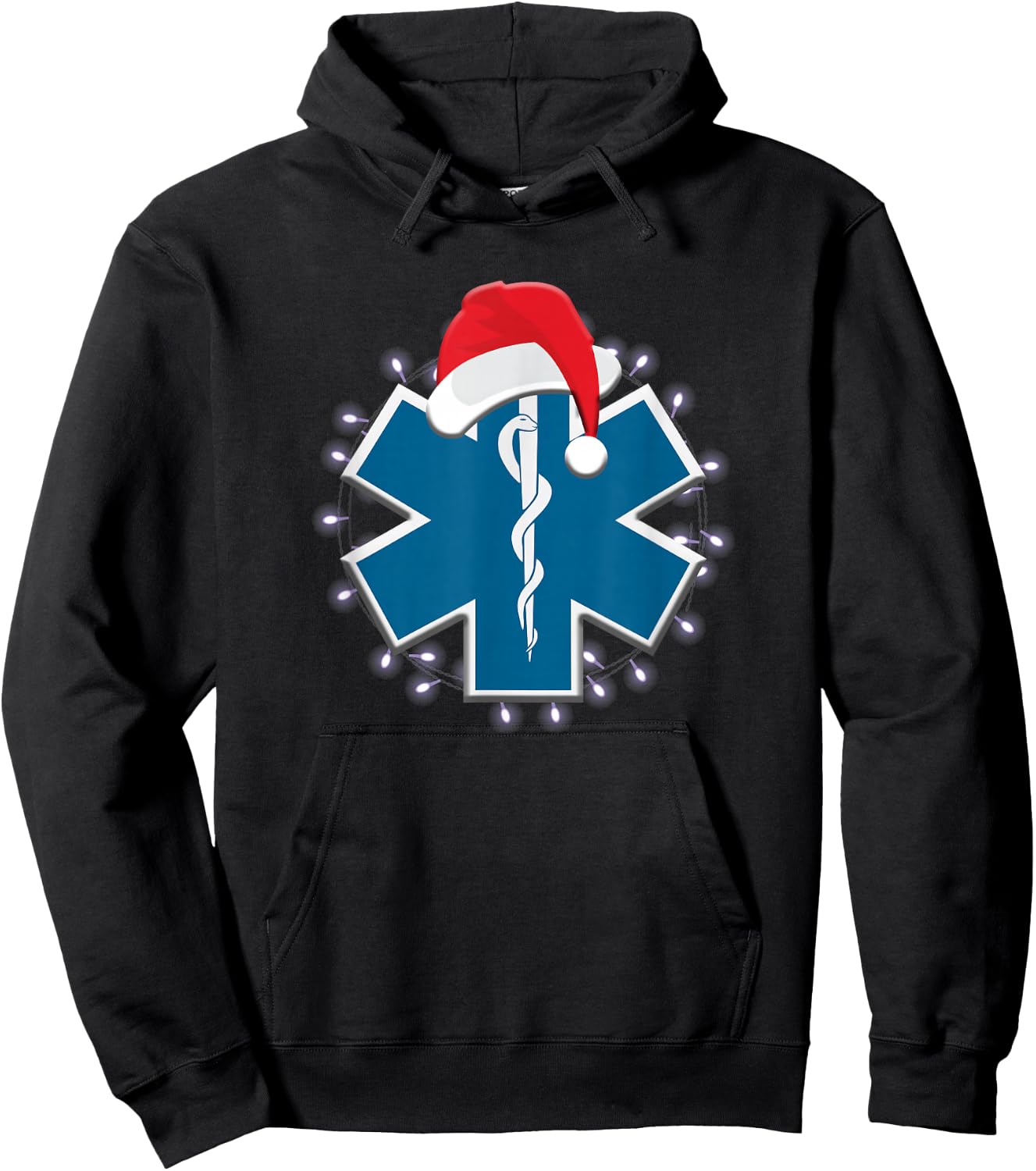 EMT Paramedic EMS Christmas Star of Life First Responder Hoodie - Hoodie | Black
