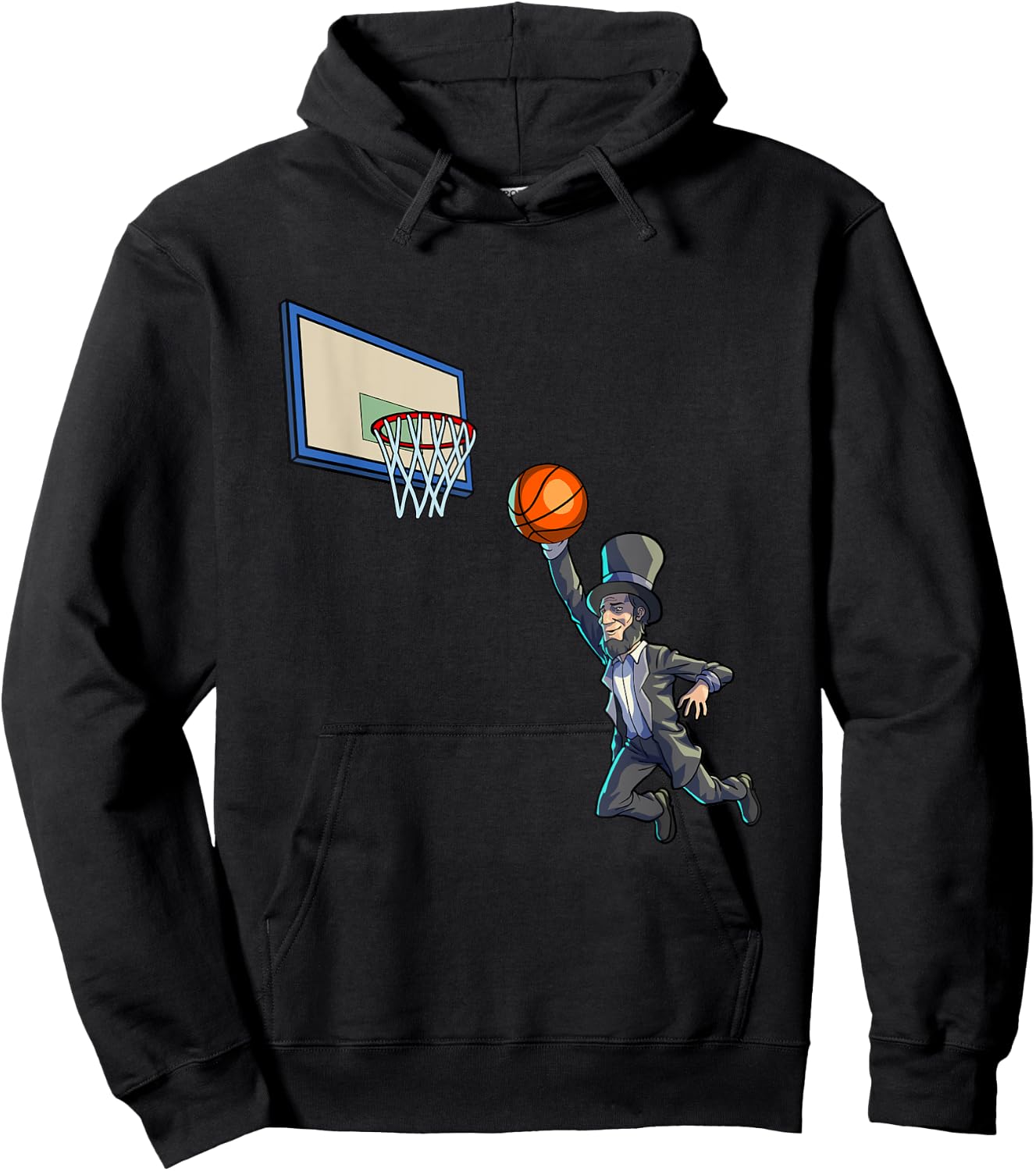 Basketball Abraham Lincoln 4th Of July Shirt Men Boy Lincoln Hoodie - Hoodie | Black