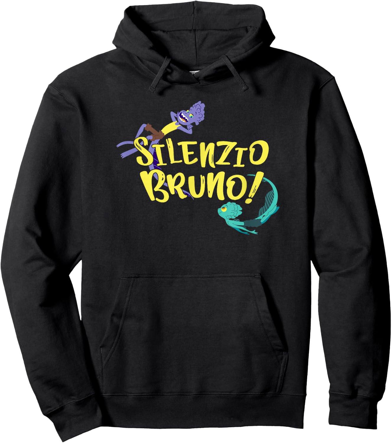 Disney Pixar Luca Silenzio Bruno! Characters Swimming Hoodie - Hoodie | Black