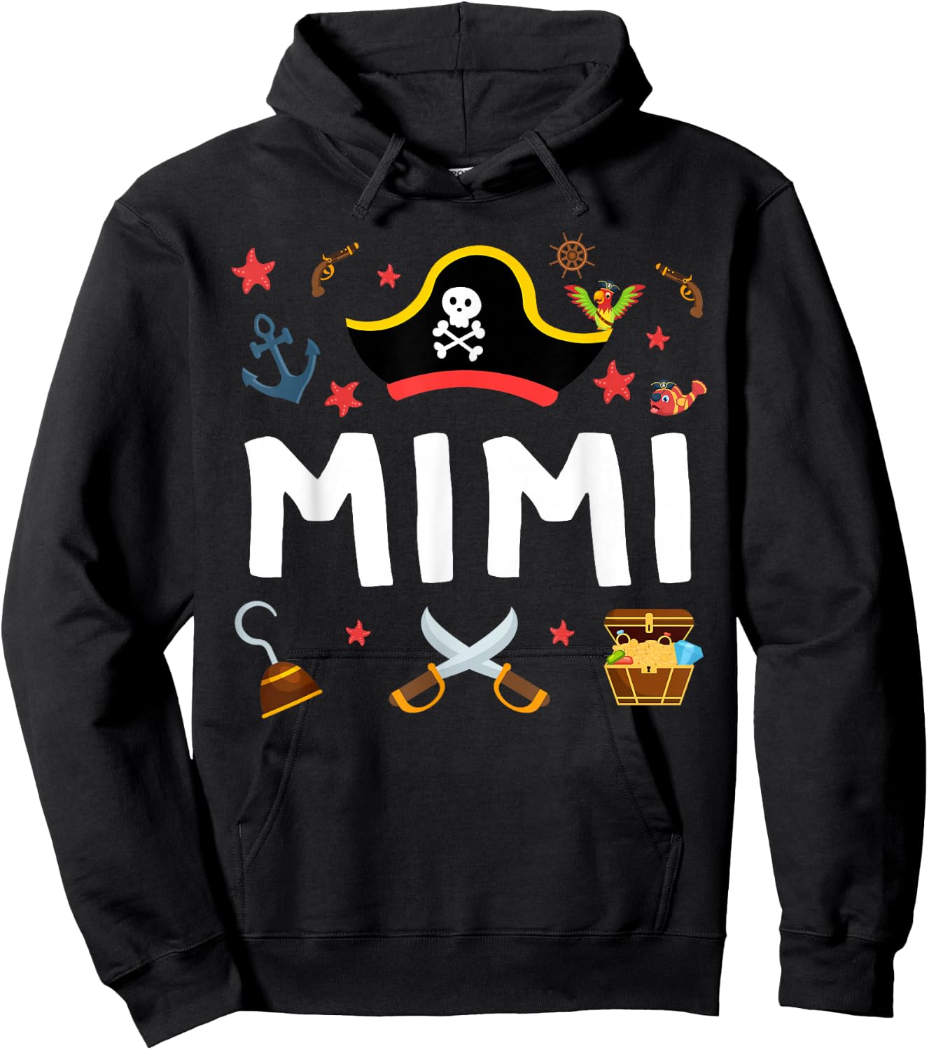 Pirate Mimi Pirate's Hat Matching Family Pirate Birthday Hoodie - Hoodie | Black