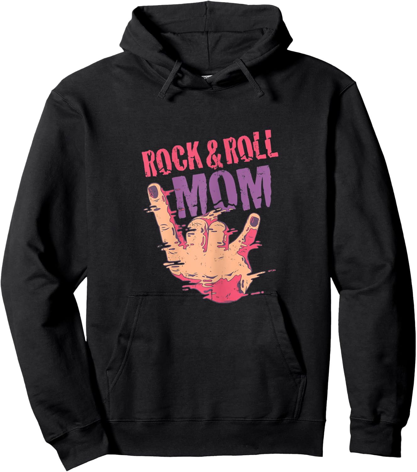 Rock n Roll Mom Rock and Roll Forever Hand Sign Hoodie - Hoodie | Black