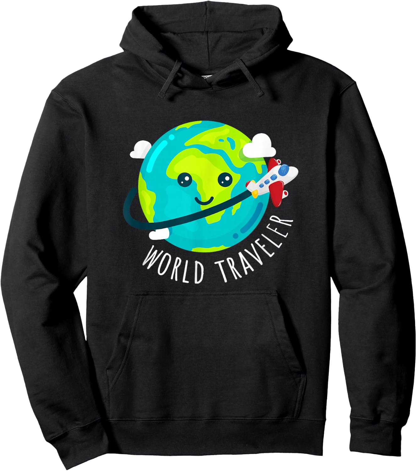 Cute Globe World Traveler Hoodie - Hoodie | Black