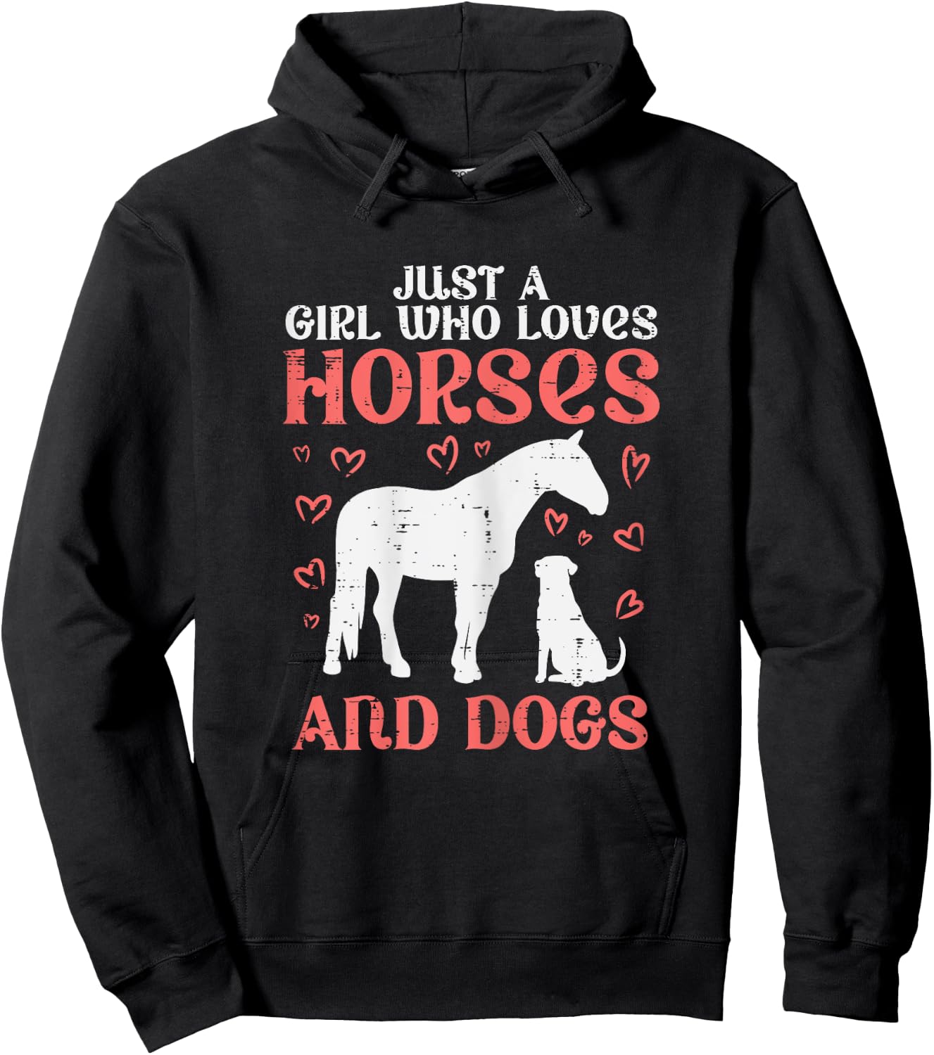 Just A Girl Who Loves Horses Dogs Animal Lover Girls Women Hoodie - Hoodie | Black