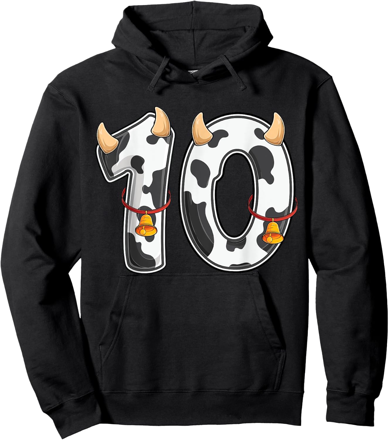 Cow Girl Boy Farmer 10th Birthday Ten 10 Years Old Bday Kids Hoodie - Hoodie | Black