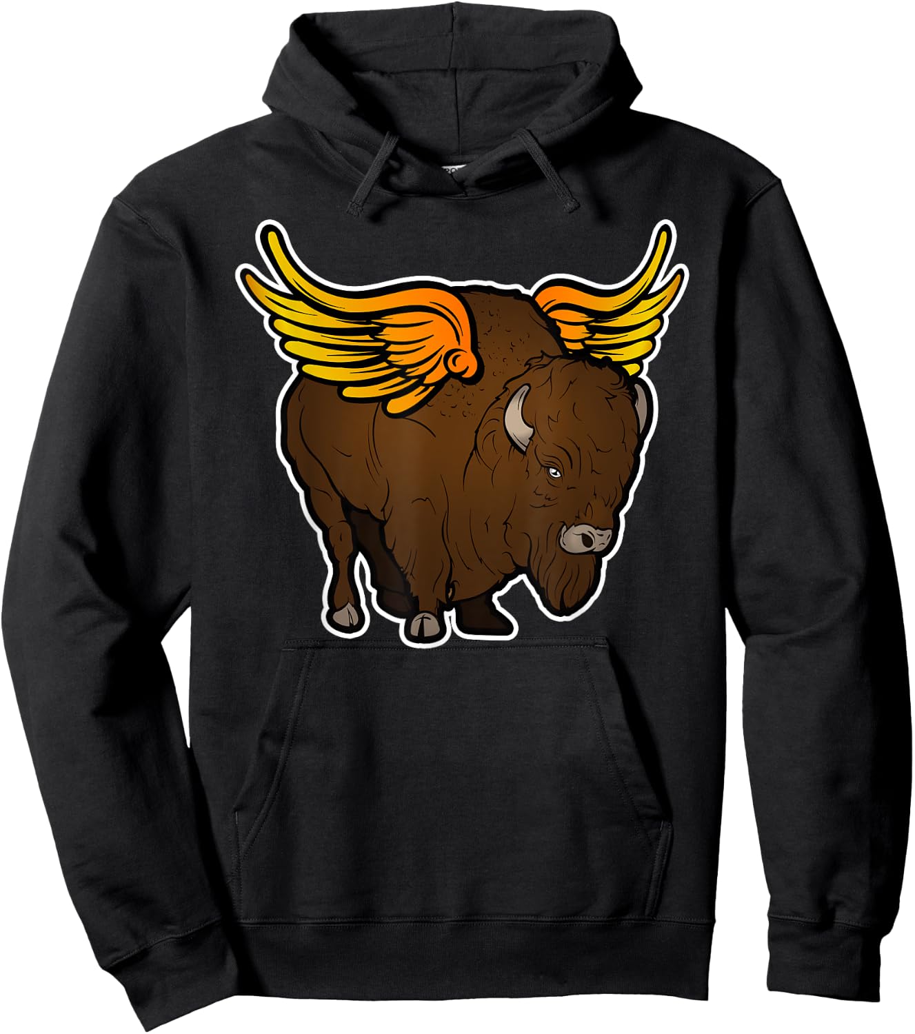 Wild Buffalo Winged Bison Angel Funny Food Art Hoodie - Hoodie | Black