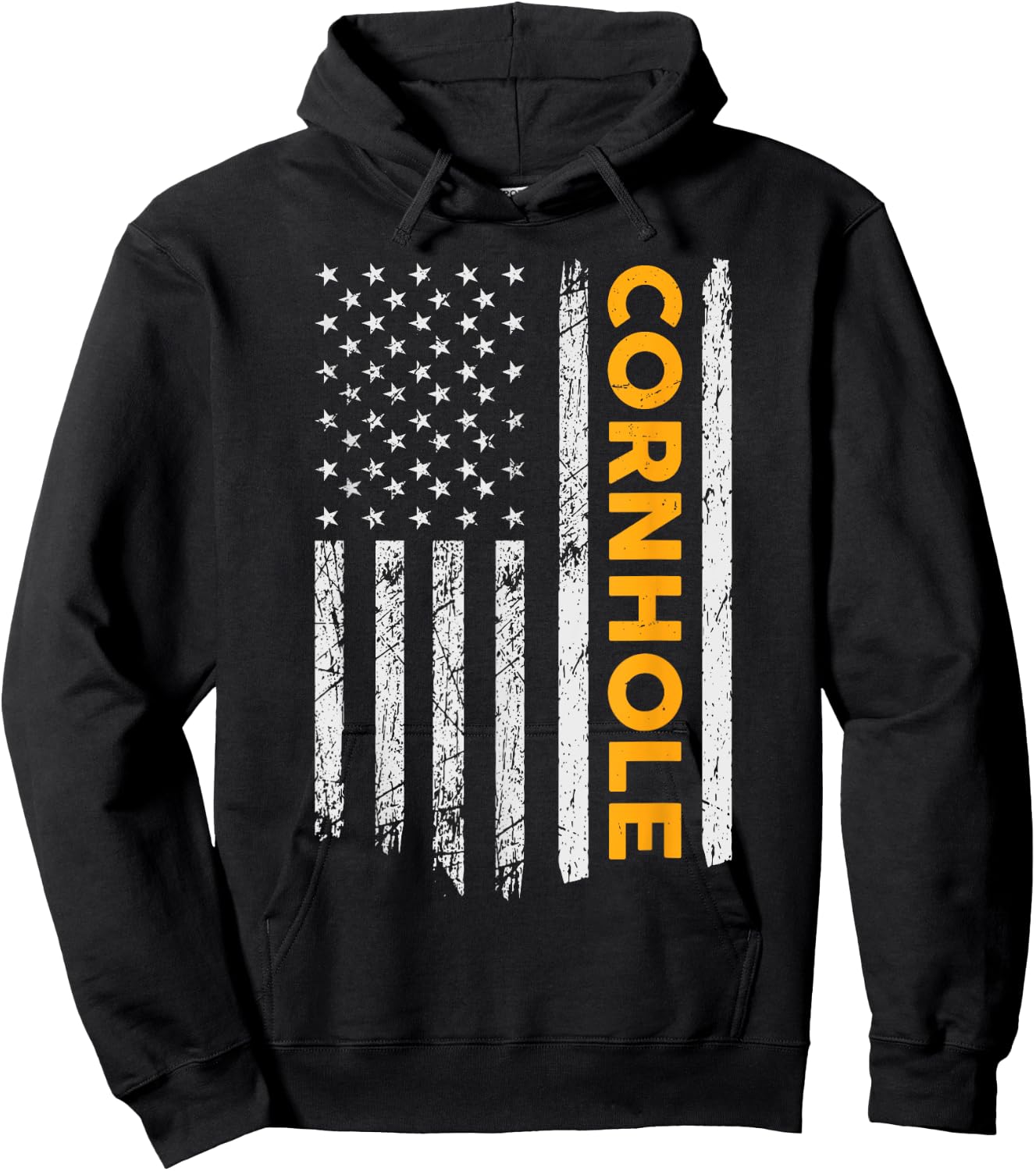 Cornhole US Flag Cornhole Game Lovers Gift Men women Hoodie - Hoodie | Black