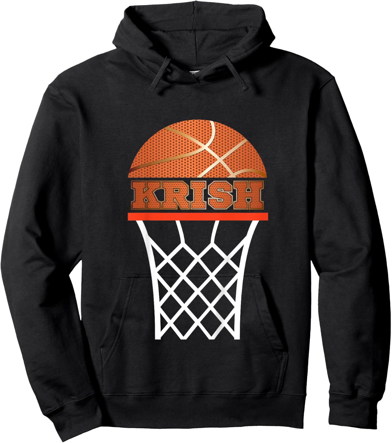 Kids Basketball Apparels Boy Custom Name Krish, Youth T Shirt Hoodie - Hoodie | Black