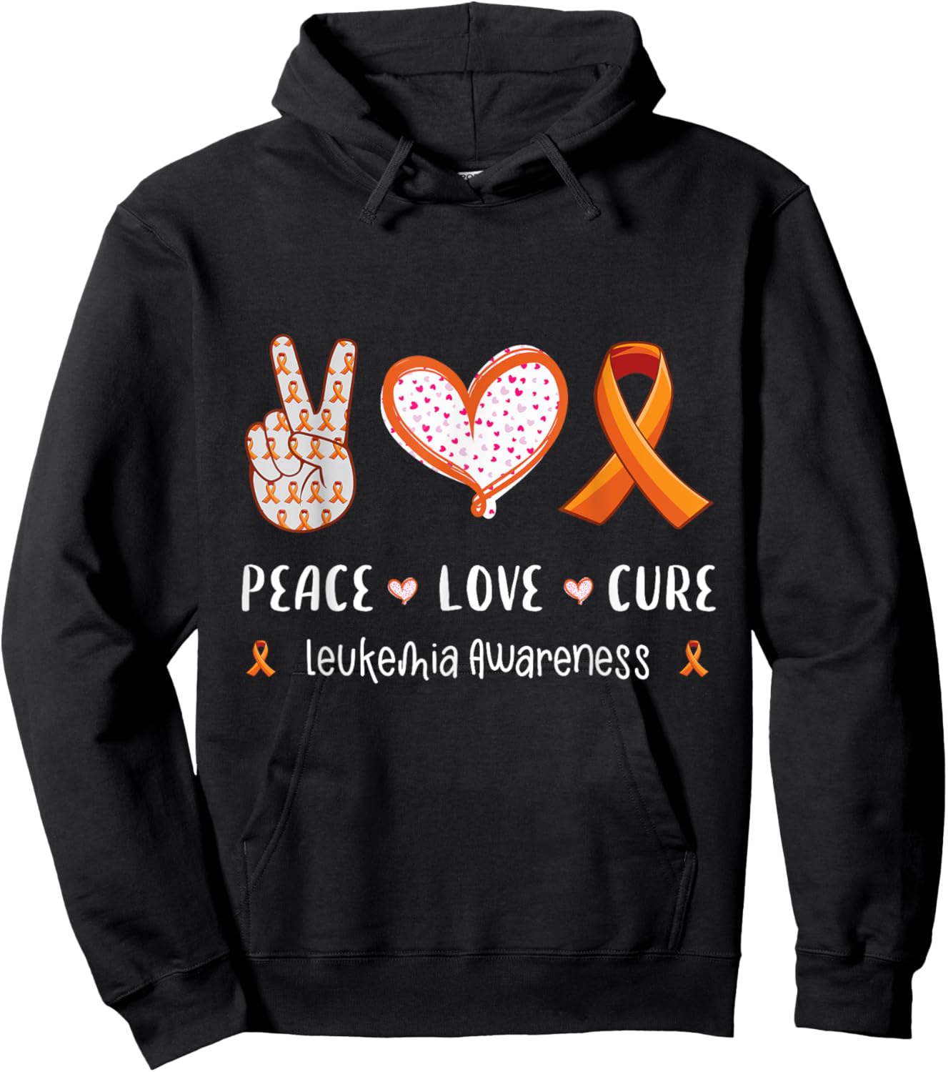 Peace Love cure leukemia awareness men women kids leukemia Hoodie - Hoodie | Black