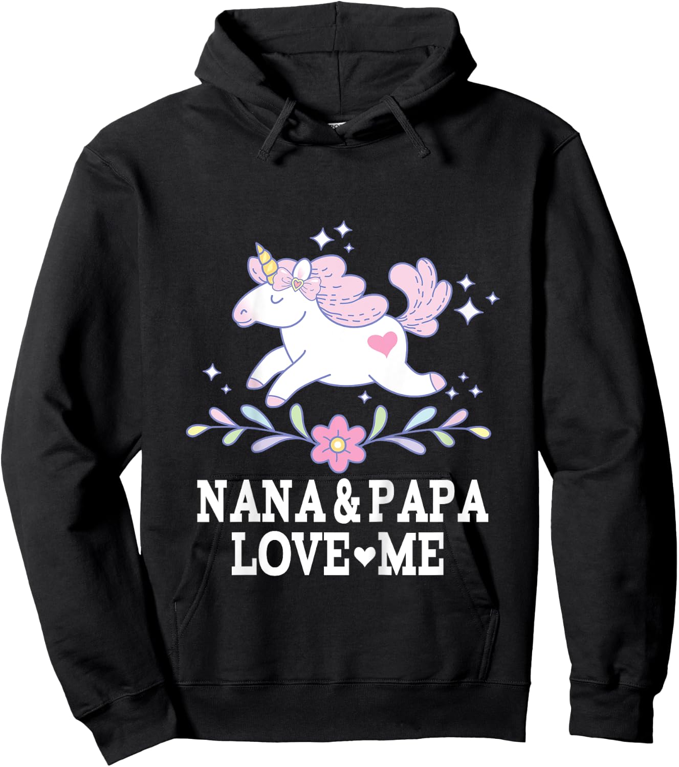 Nana and Papa Love Me Granddaughter Unicorn Hoodie - Hoodie | Black