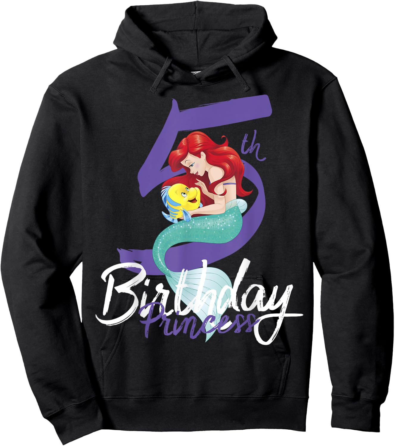 Disney Little Mermaid Ariel 5th Birthday Princess Hoodie - Hoodie | Black