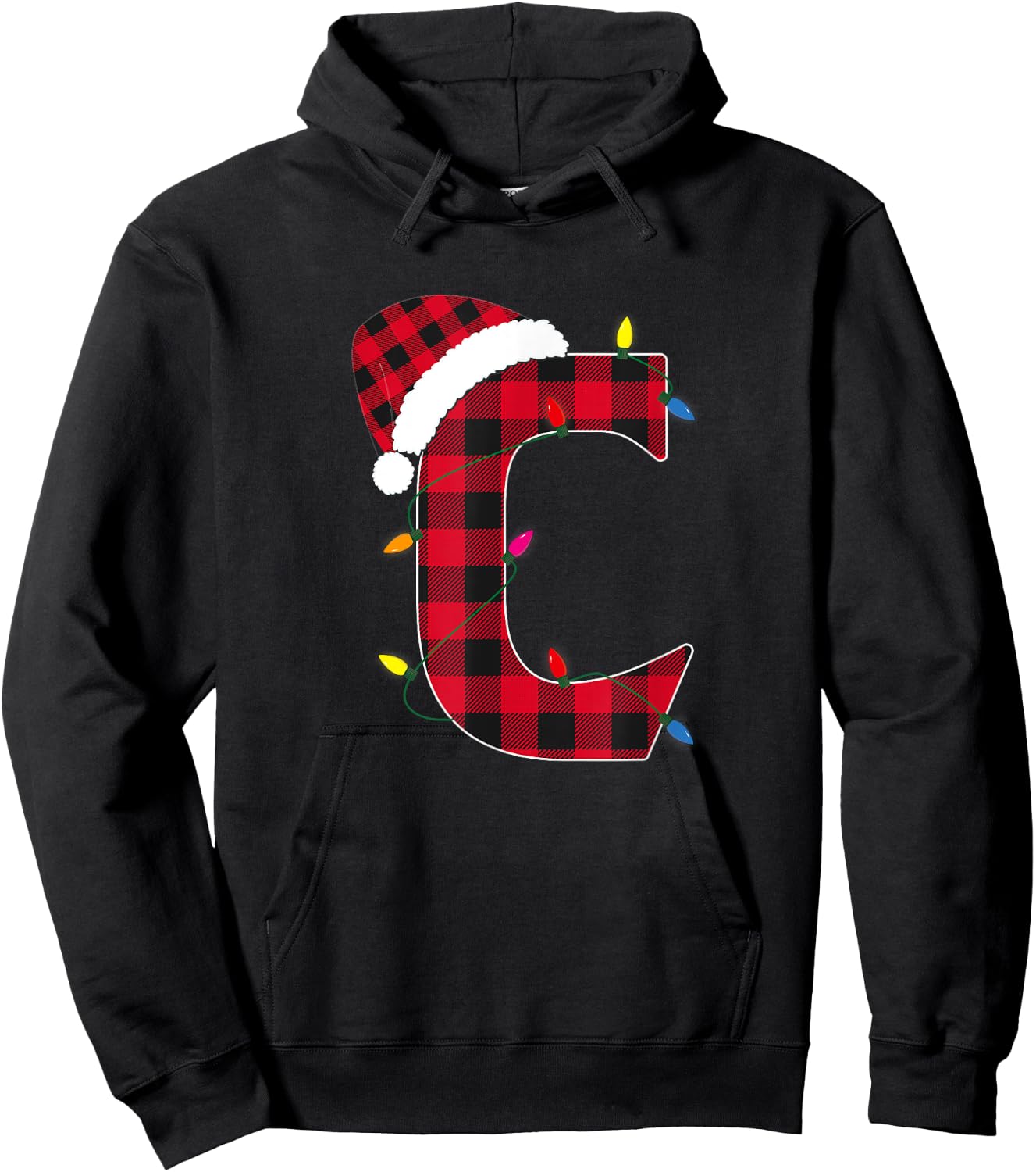 Awesome Letter C Initial Name Buffalo Plaid Christmas Pajama Hoodie - Hoodie | Black