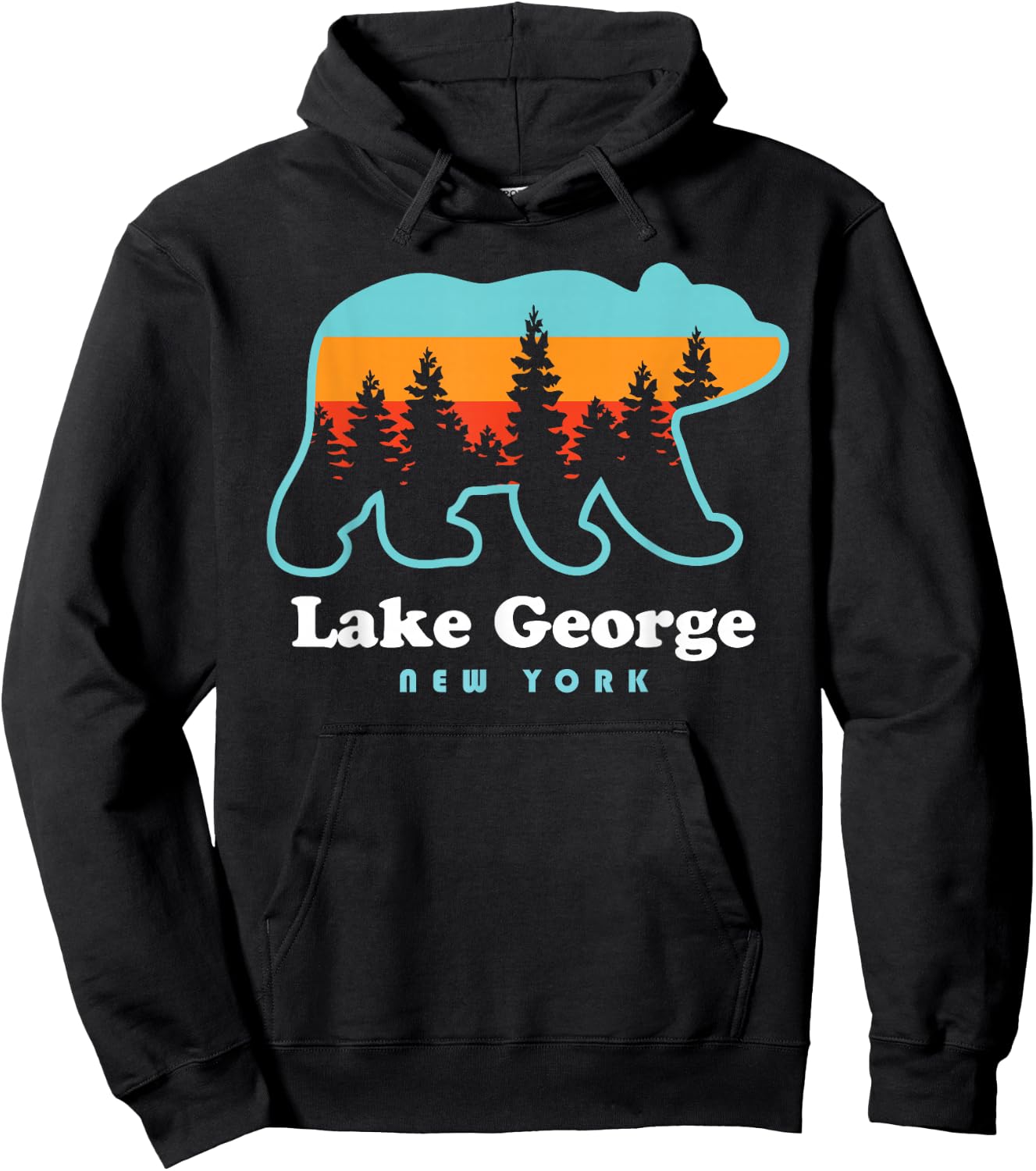 Lake George NY Bear Lake George New York Hoodie - Hoodie | Black