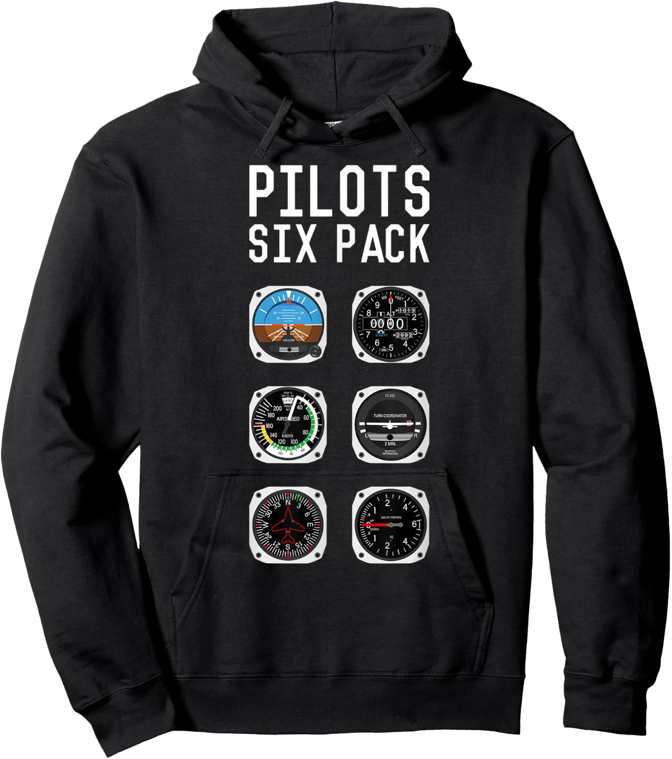 Flight instruments six pack aviation airplane pilots Hoodie - Hoodie | Black