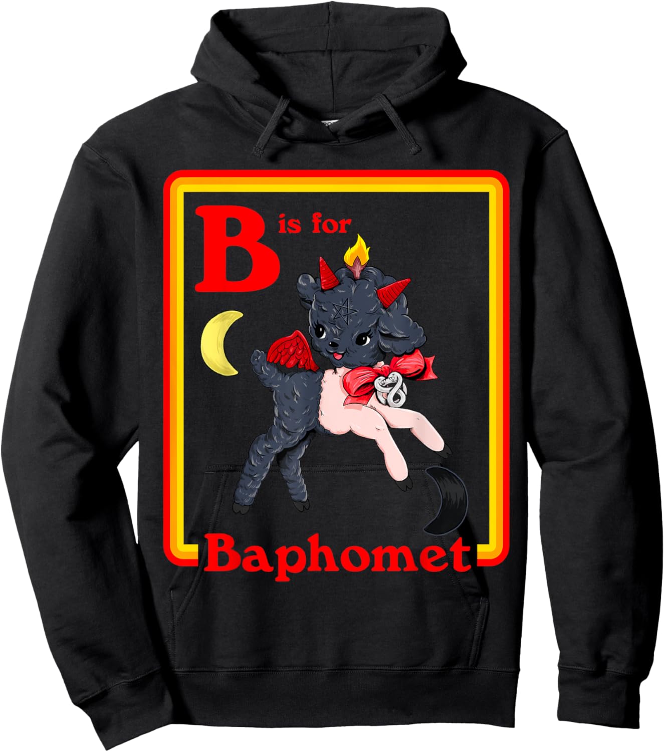 B for Baphomet Satanic Cute Devil Retro Vintage Satan Tarot Hoodie - Hoodie | Black